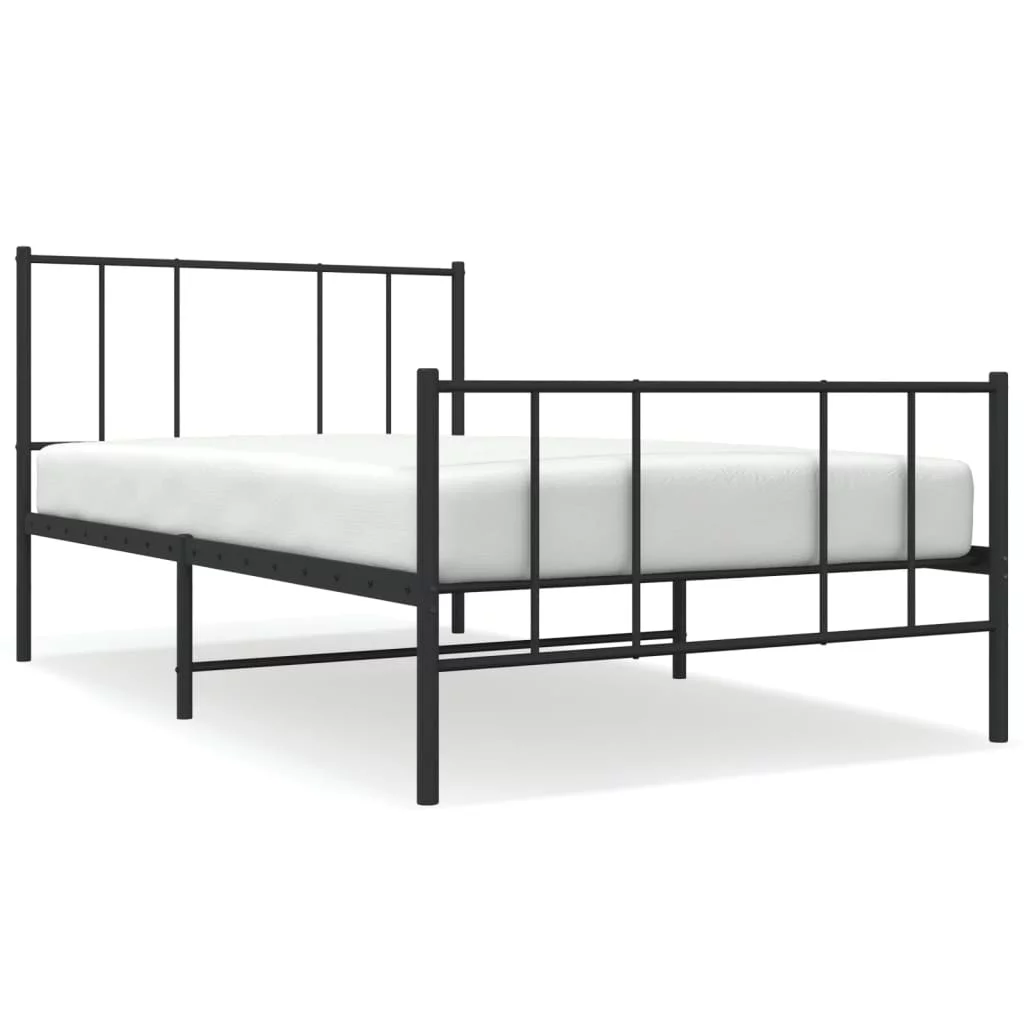 Gecheer Metal Bed Frame with Headboard and Footboard Black 39.4