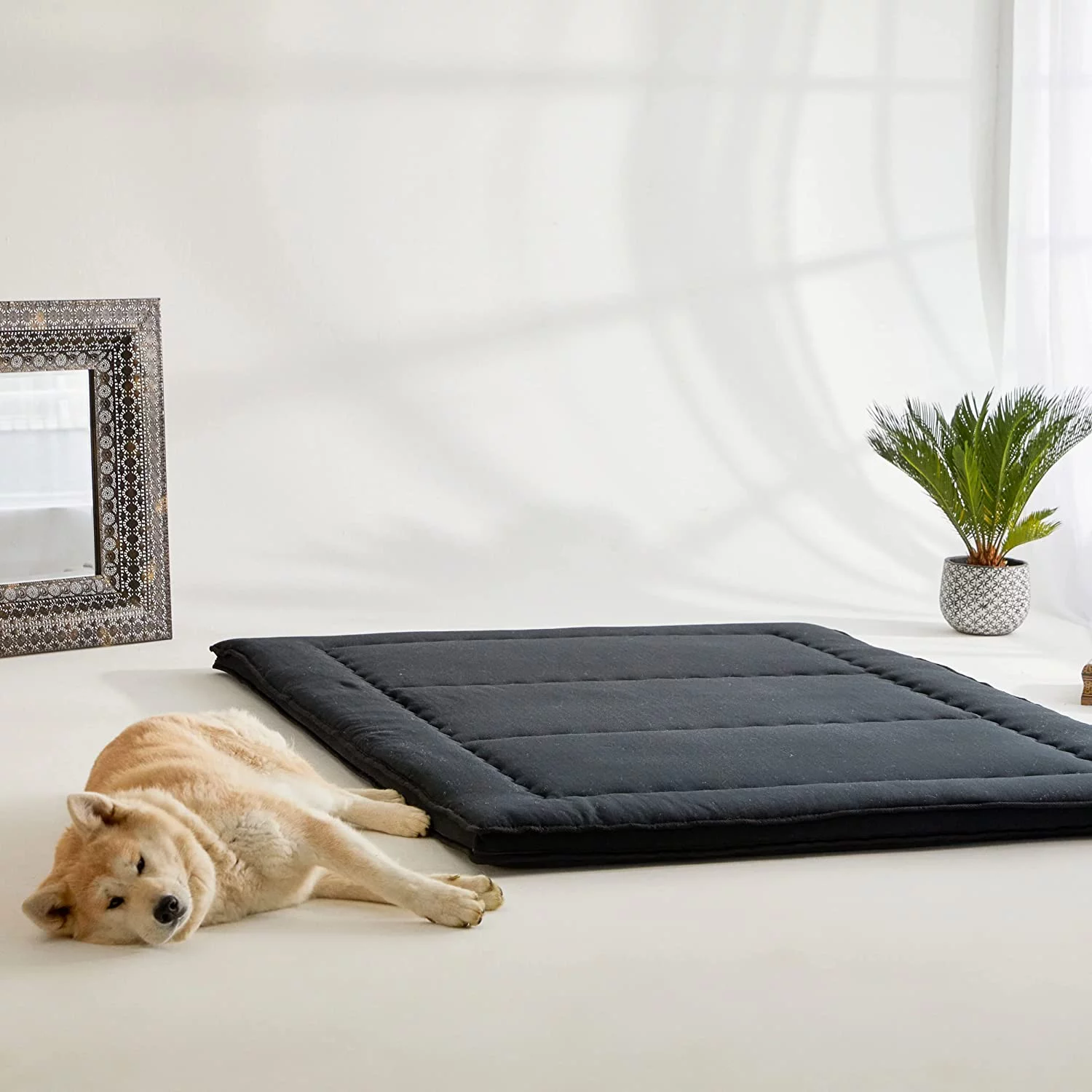 WoW Futon Japanese Floor Mattress | Black Shikibuton Futon Mattress | Thicken Tatami Mat Sleeping Pad | Lounger Pillow Bed | Roll Up Mattress | Foldable, Portable for Camping, Guest, Travel