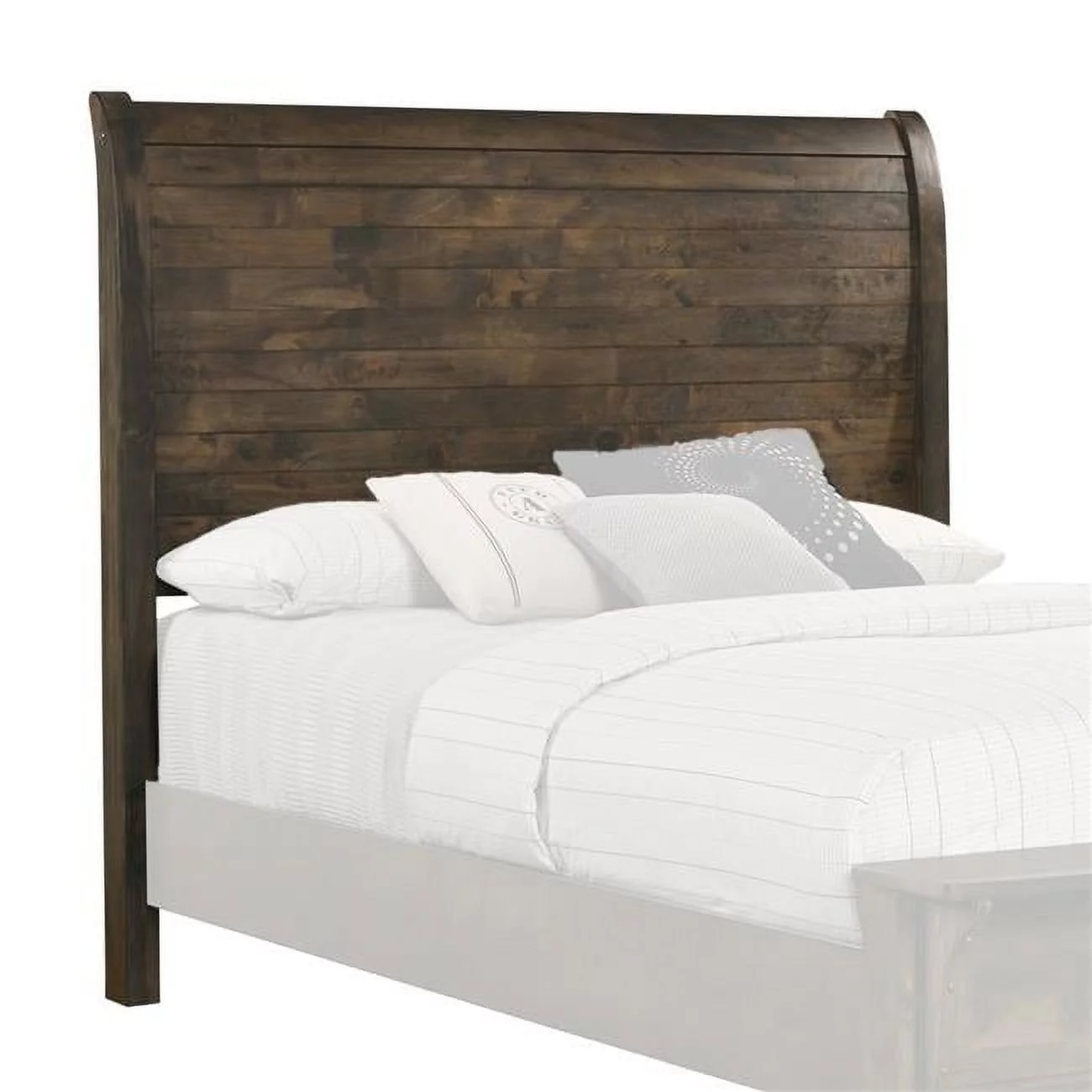 Wooden Sleigh Headboard with Paneled Details, Brown - Queen Size