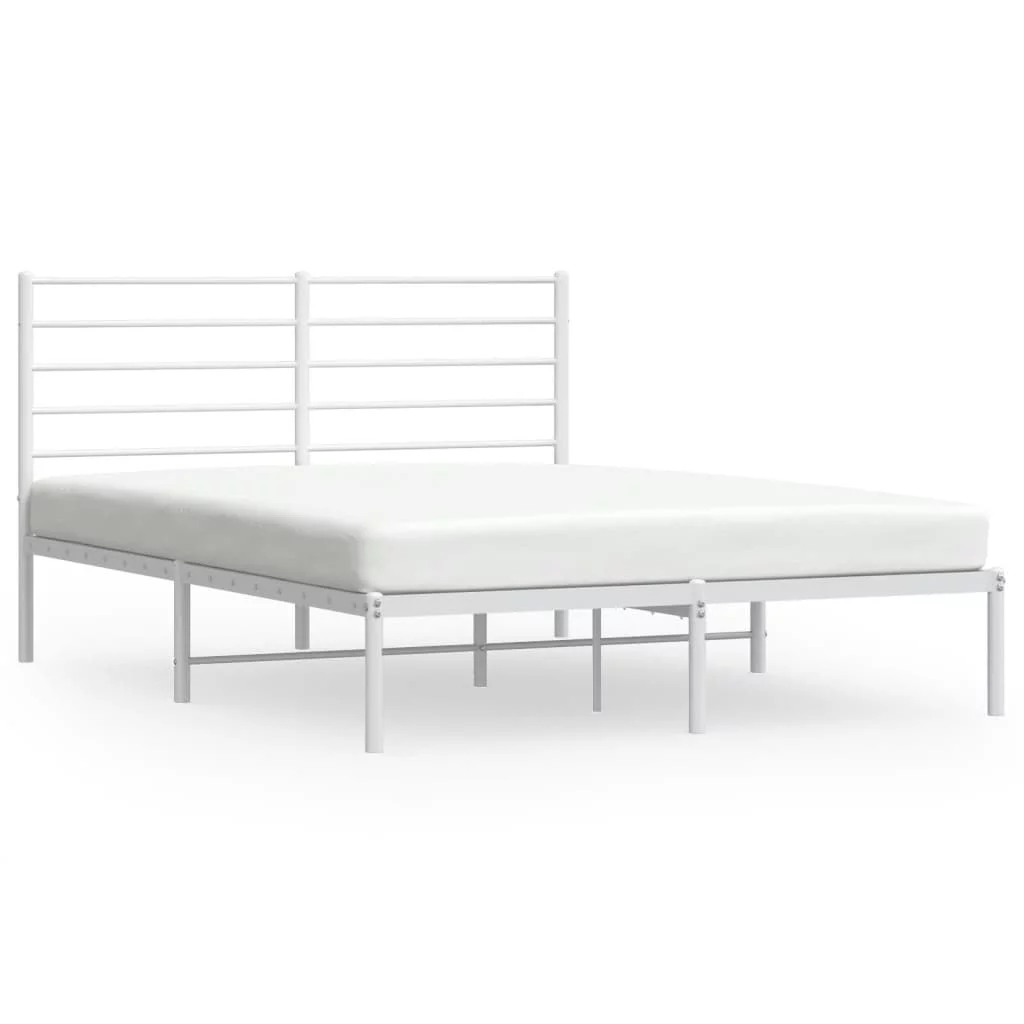 Irfora Metal Bed Frame with Headboard White 59.8