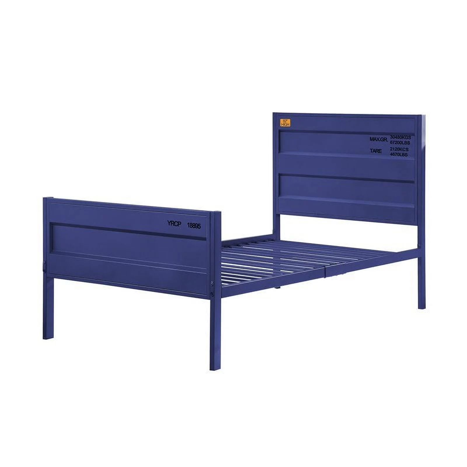 Bowery Hill Contemporary Low Profile Metal Full Panel Bed in Blue
