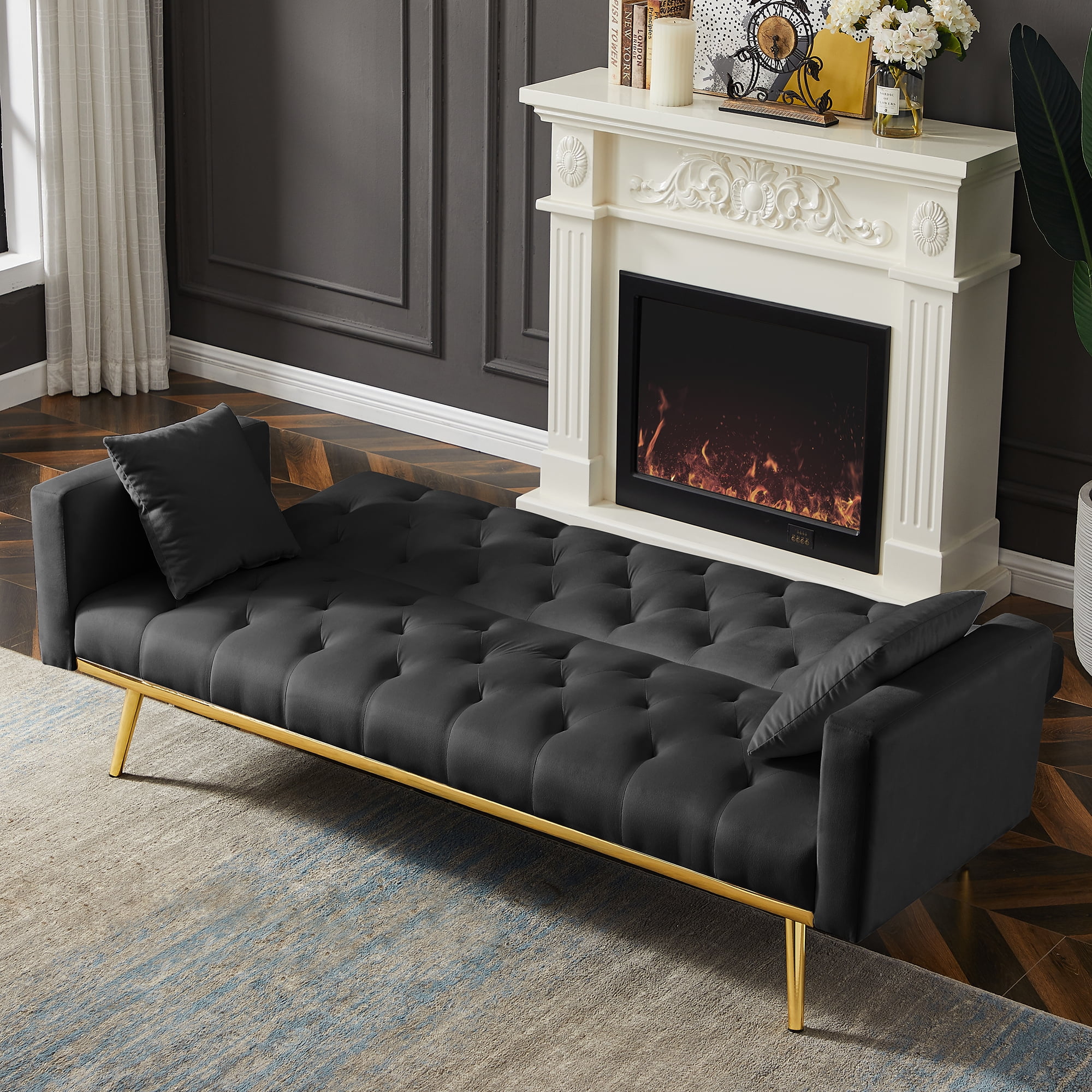 CoSoTower Black Convertible Folding Sofa Bed , Sleeper Sofa Couch for Compact Living Space.