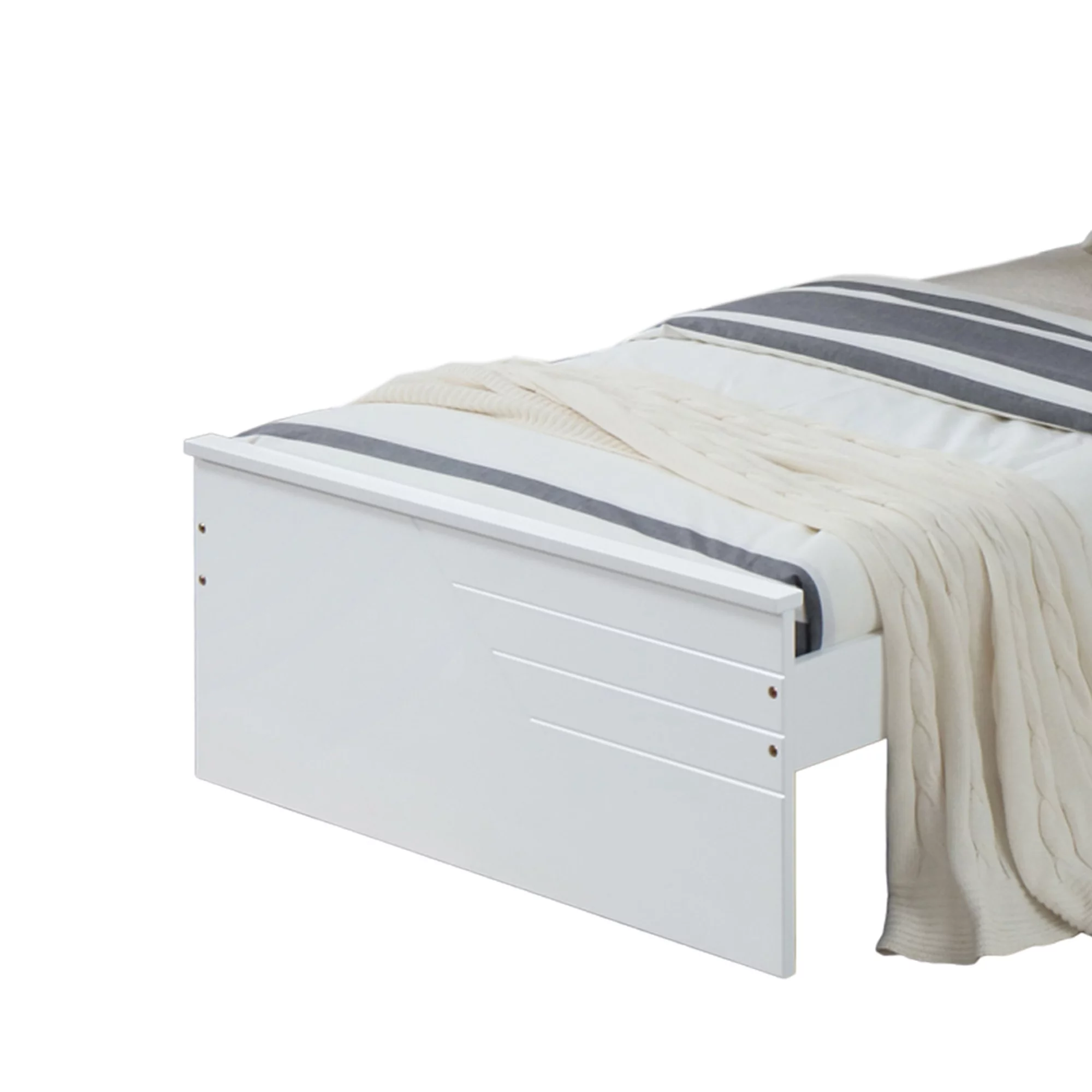 Modern Twin Size Wooden Panel Bed with Low Profile Footboard, White