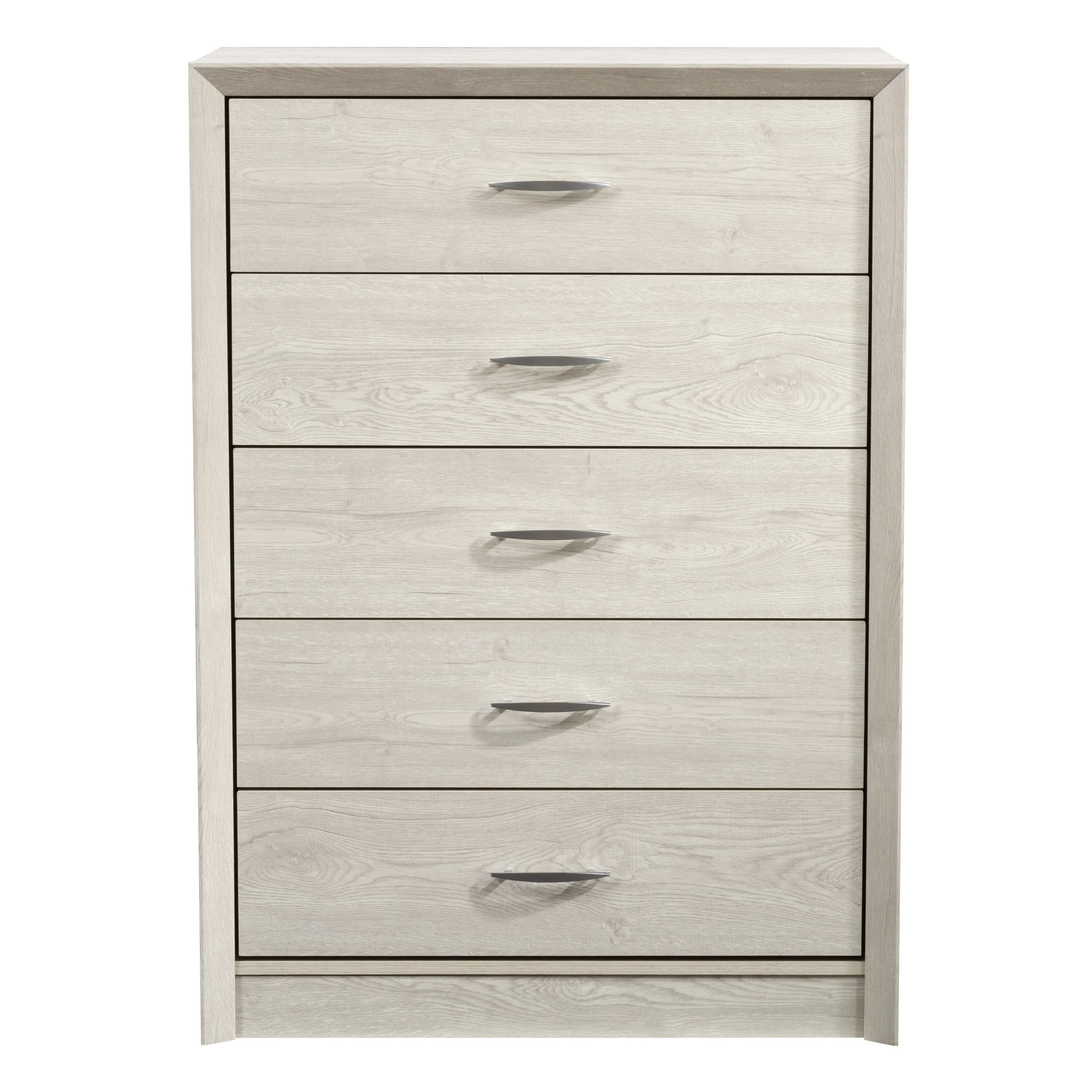 Newport Mid-Century White Washed Oak Engineered Wood 5 Drawer Tall Dresser