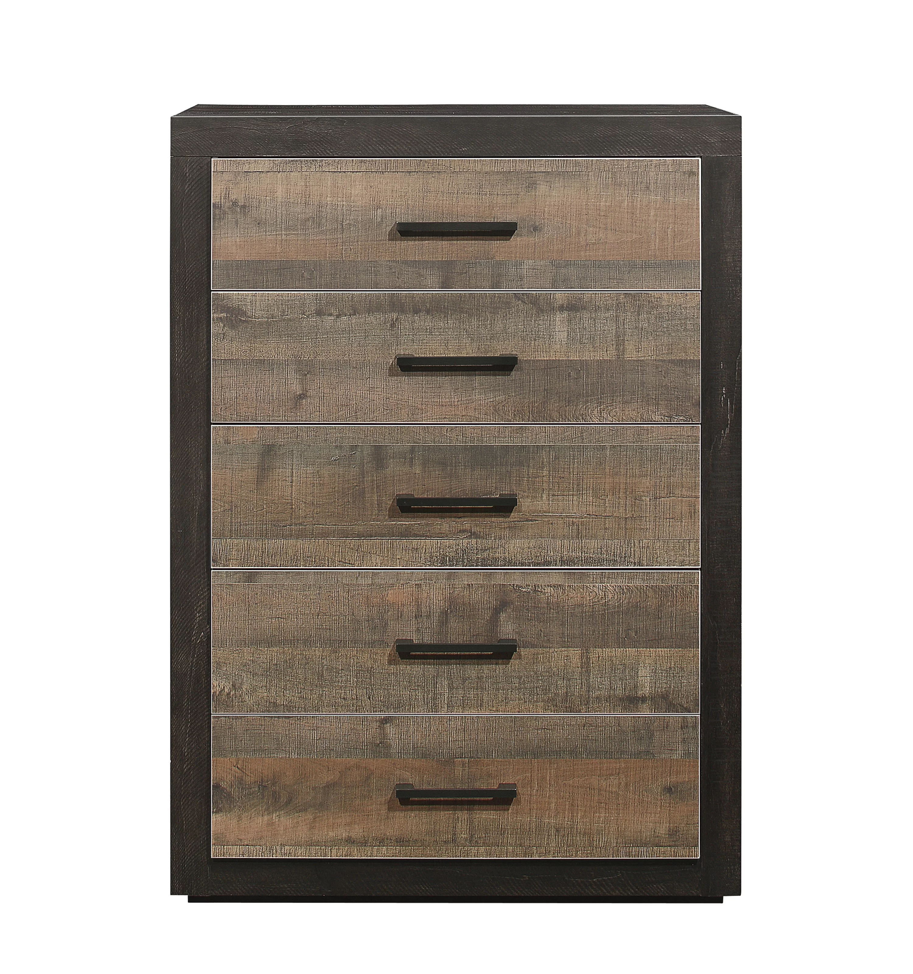 Dcenta Contemporary Two-Tone Finish 1pc Chest of Drawers Faux-Wood Veneer Bedroom Furniture