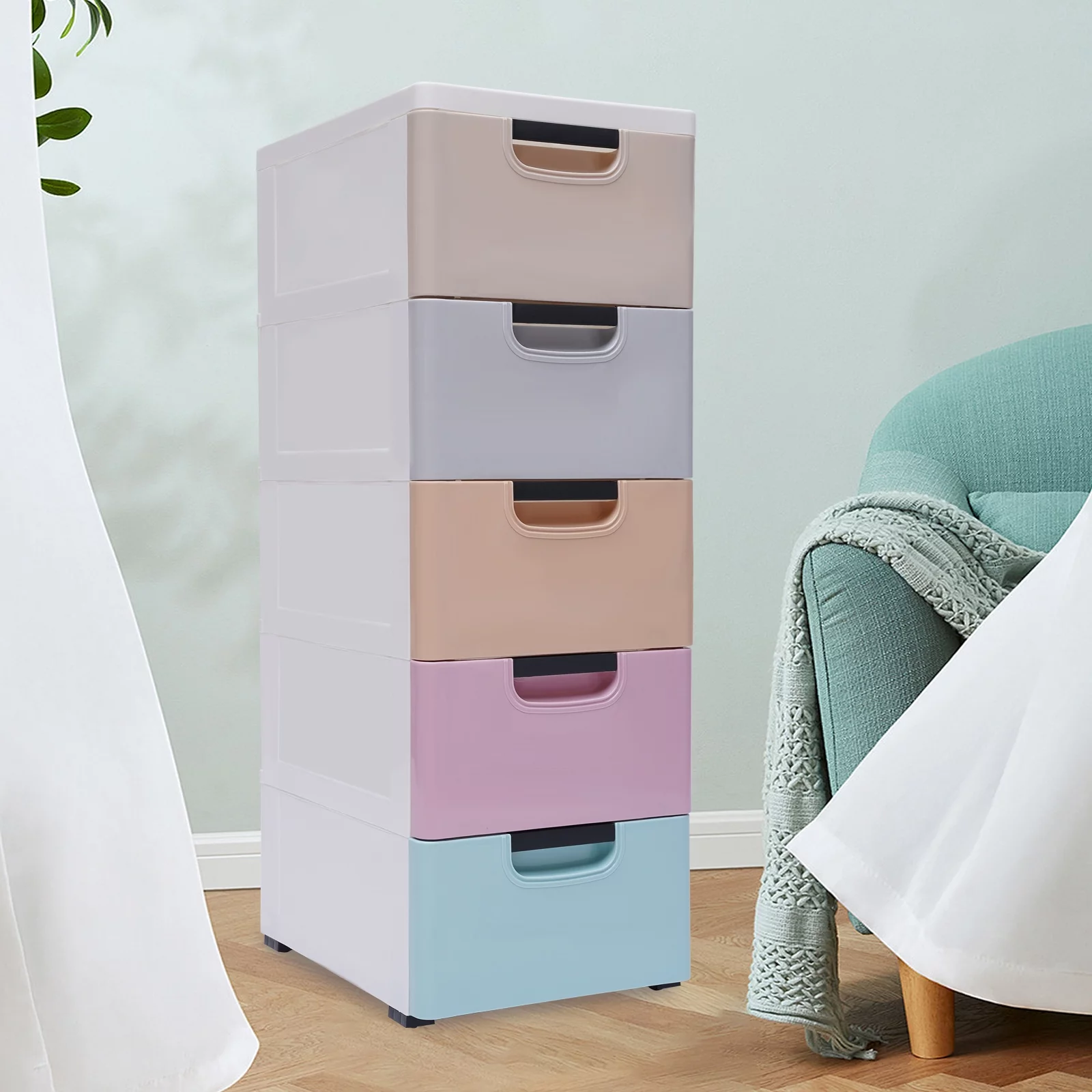 Storage Cabinet 5 Drawer Dresser Stackable Clothes Closet Home Living Room Bedroom Furniture PP