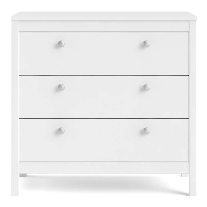 Pemberly Row Mid-Century Engineered Wood 3 Drawer Chest in White
