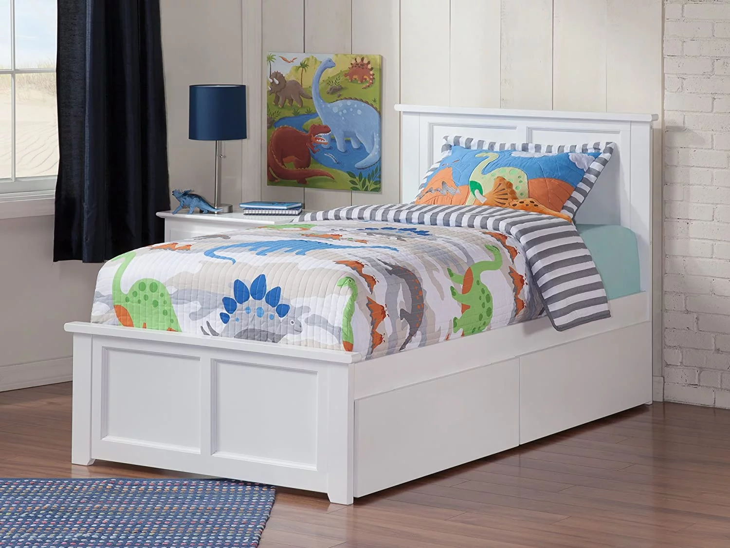 Atlantic Furniture Madison Extra Large Match Footboard with Urban Bed Drawers x 1 - White - Twin Size