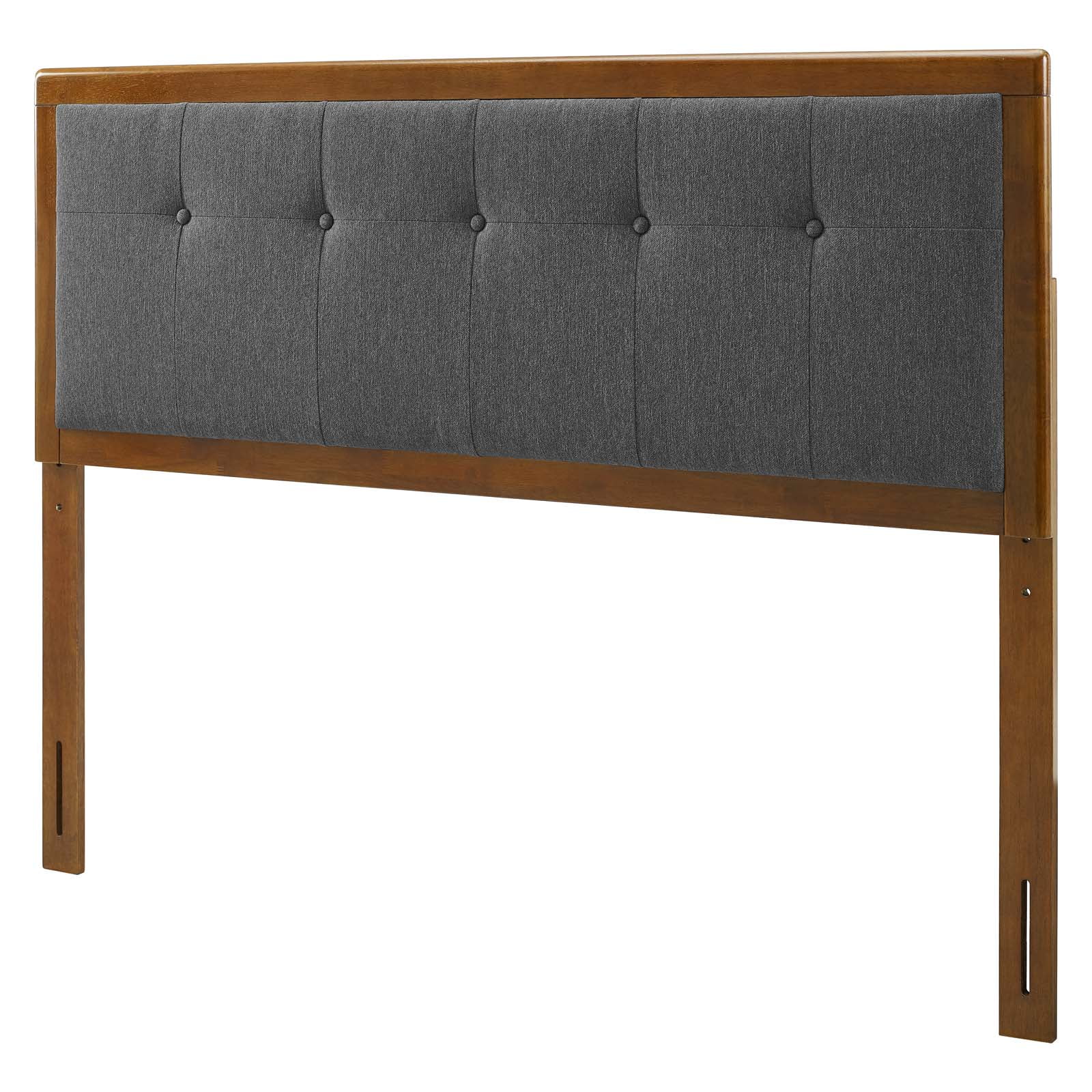 Tufted Headboard, Queen Size, Wood, Fabric, Brown Walnut Grey Gray, Modern Contemporary Urban Design, Bedroom Master Guest Suite