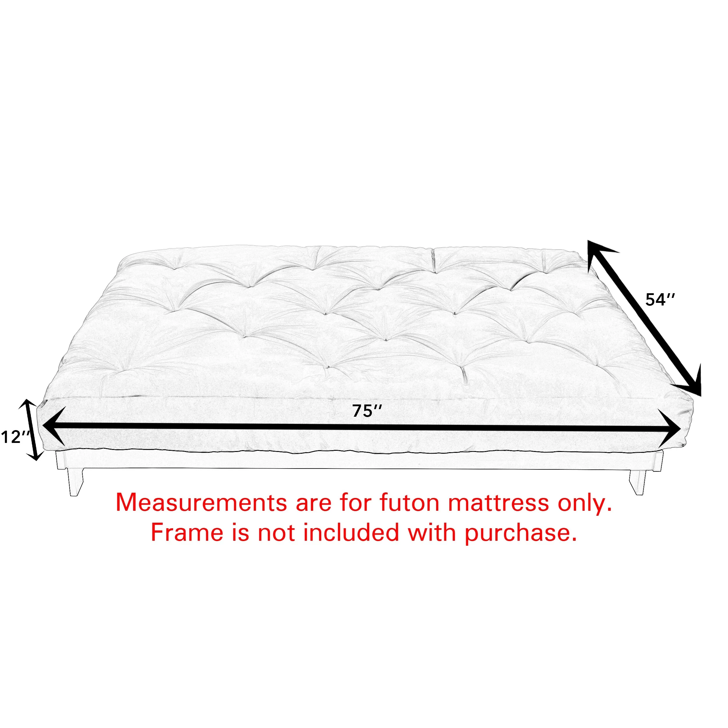 Humble and Haute Humble + Haute Full Textured 12-inch Futon Mattress (Mattress Only) Brick Transitional, Mid-Century Modern Mattress, Futon Chair