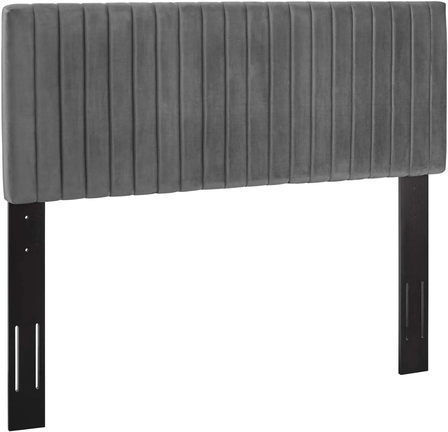 Keira King/California King Velvet Headboard - Channel Tufted Design, Stain-Resistant, Solid Wood Frame - Gray