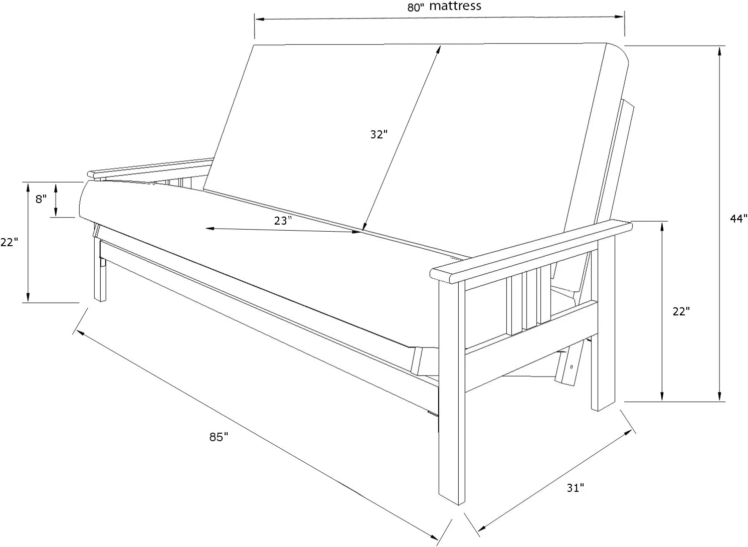 Kodiak Furniture Monterey Frame with Suede Fabric Mattress in Tan/Butternut