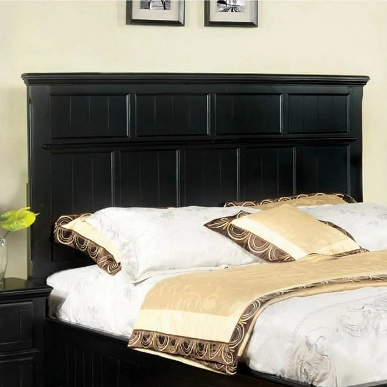 Furniture of America Tisc Casual Black Twin Solid Wood Headboard by  Black