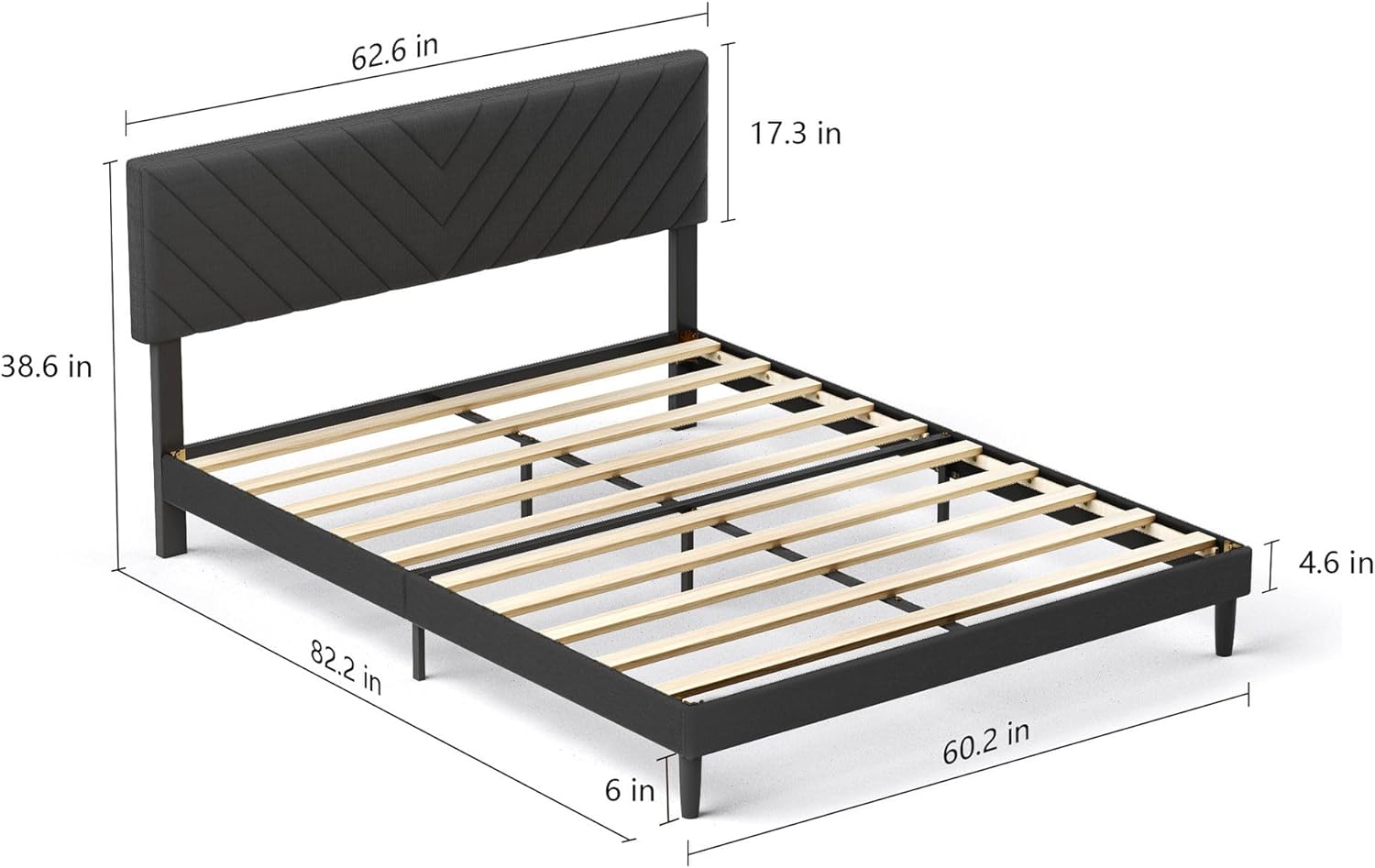 Tabaray Upholstered Queen Size Bed Frame Platform with High-Adjustable Headboard, Solid Wood Slats Support, Strong Weight Capacity, Easy Assembly - No Box Spring Needed (Queen Size)