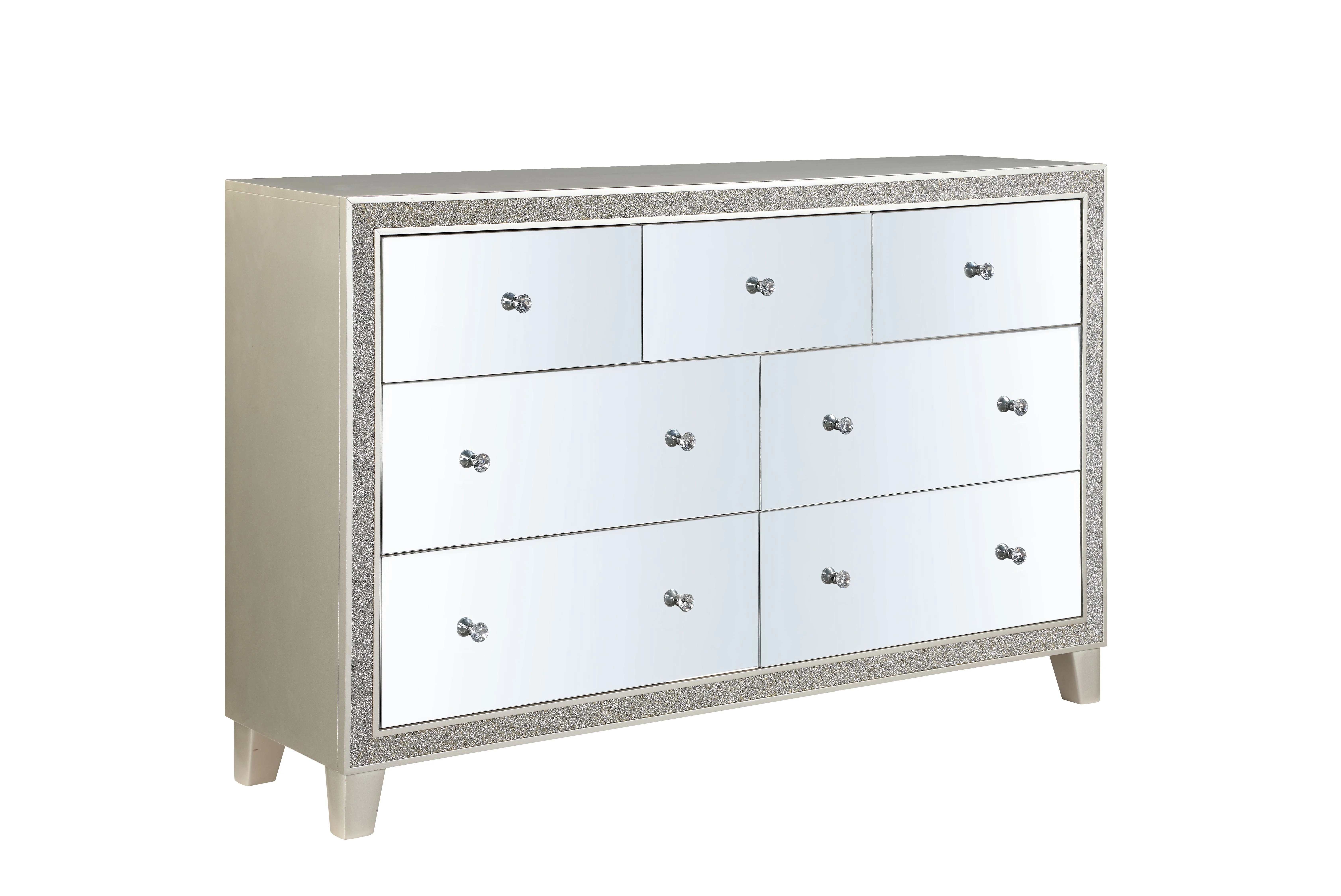 Elegant Mirrored Dresser with Champagne Finish - Transform Your Bedroom