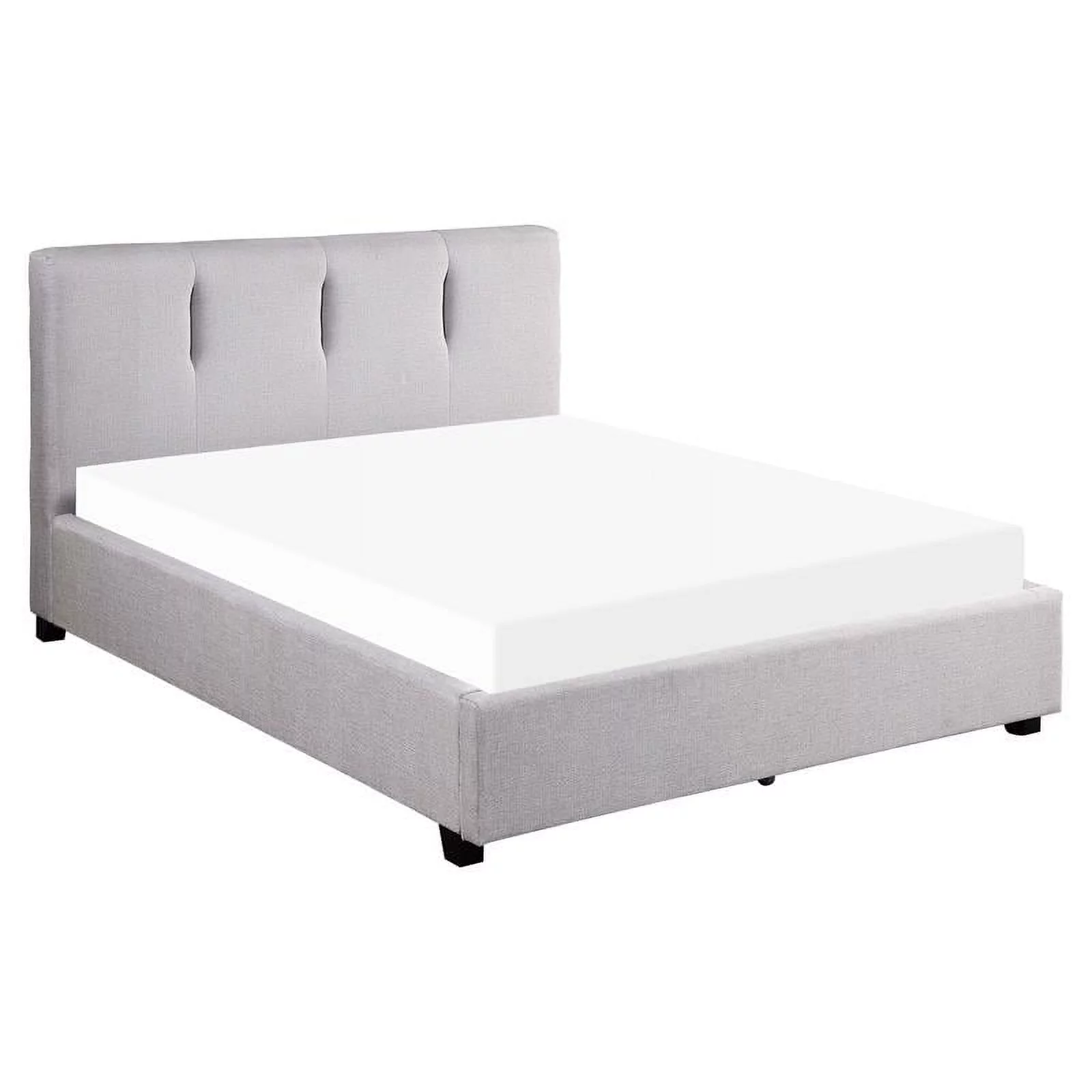 Pemberly Row Fabric Full Platform Bed with Storage Drawer in Gray