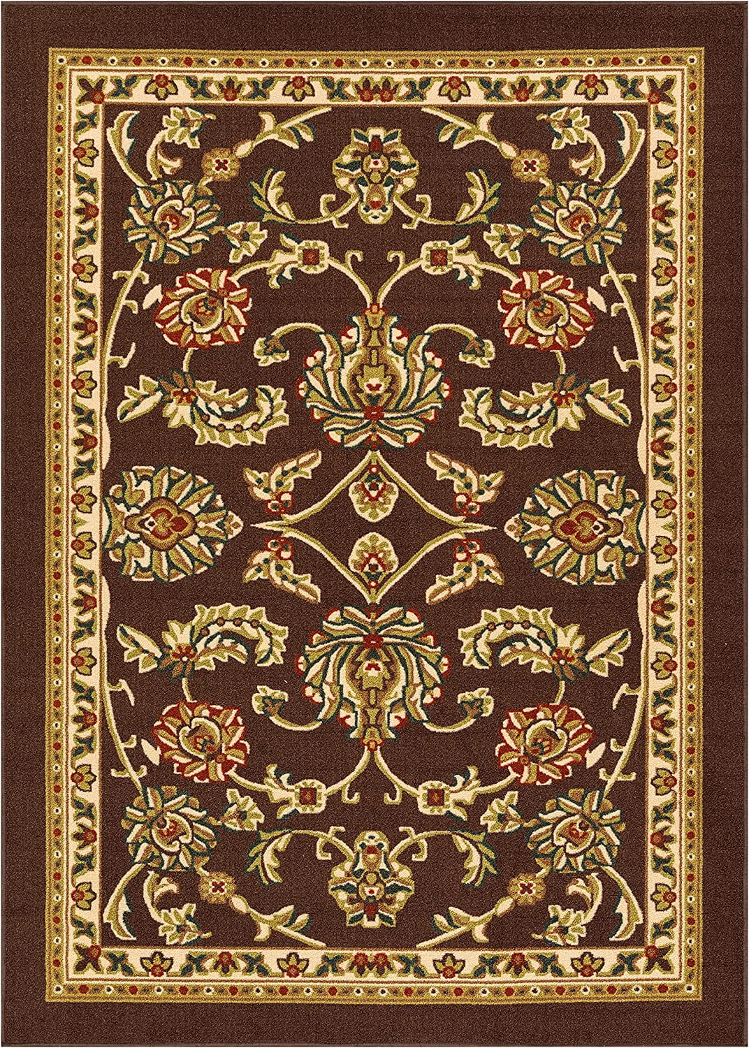 Well Woven Kings Court Tabriz Traditional Brown Machine Washable Indoor/Outdoor 7'10