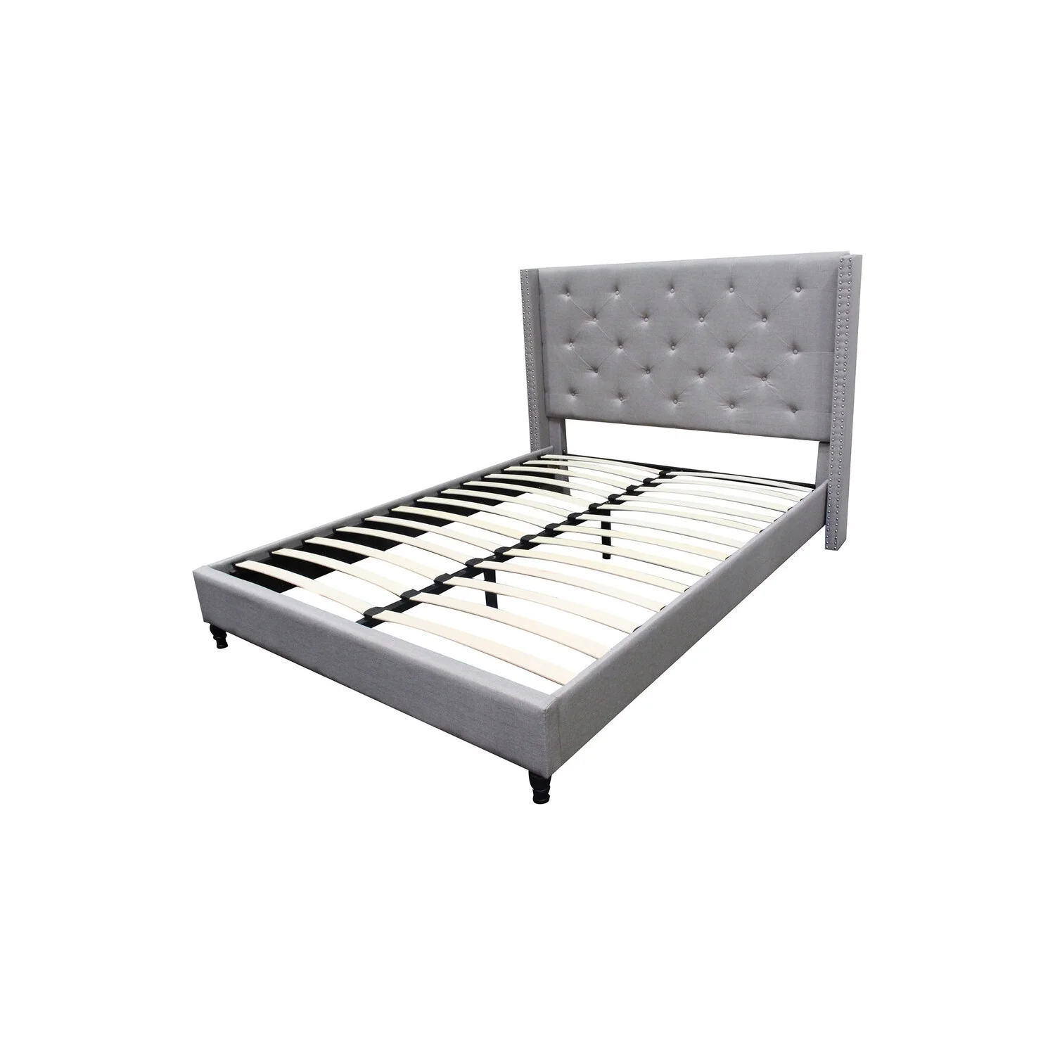 Best Master Furniture Veronica Tufted Wingback Platform Bed Grey, Queen