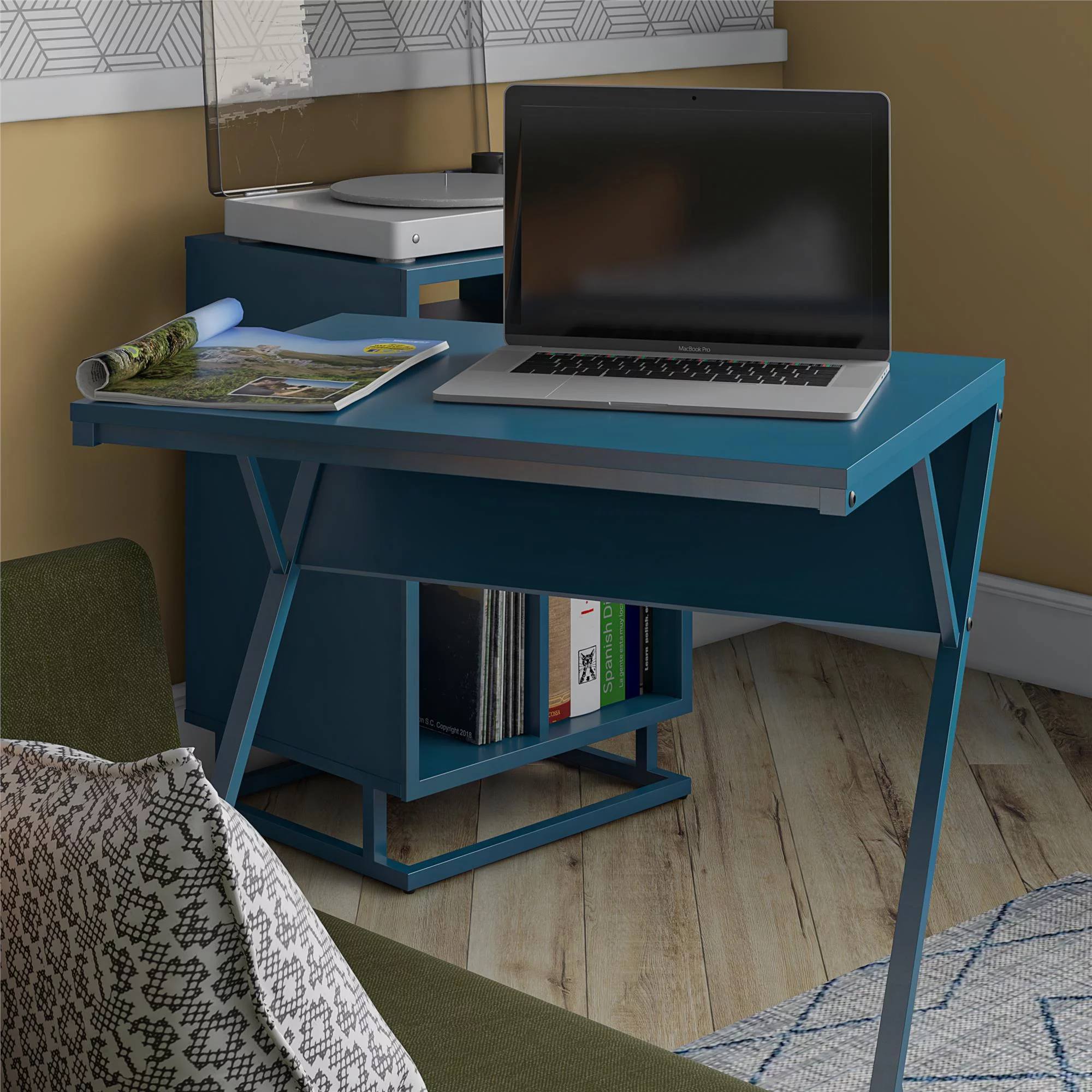 Novogratz Regal Laptop Couch Desk & Accent Table, Blue