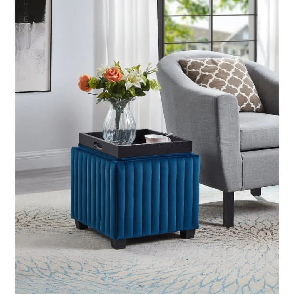 18 Inch Wide Contemporary Square CubeStorage Ottoman Bench, Storage Bench with coffee tray,coffee table for Living Room Ottoman foot rest for Bedroom End of Bed