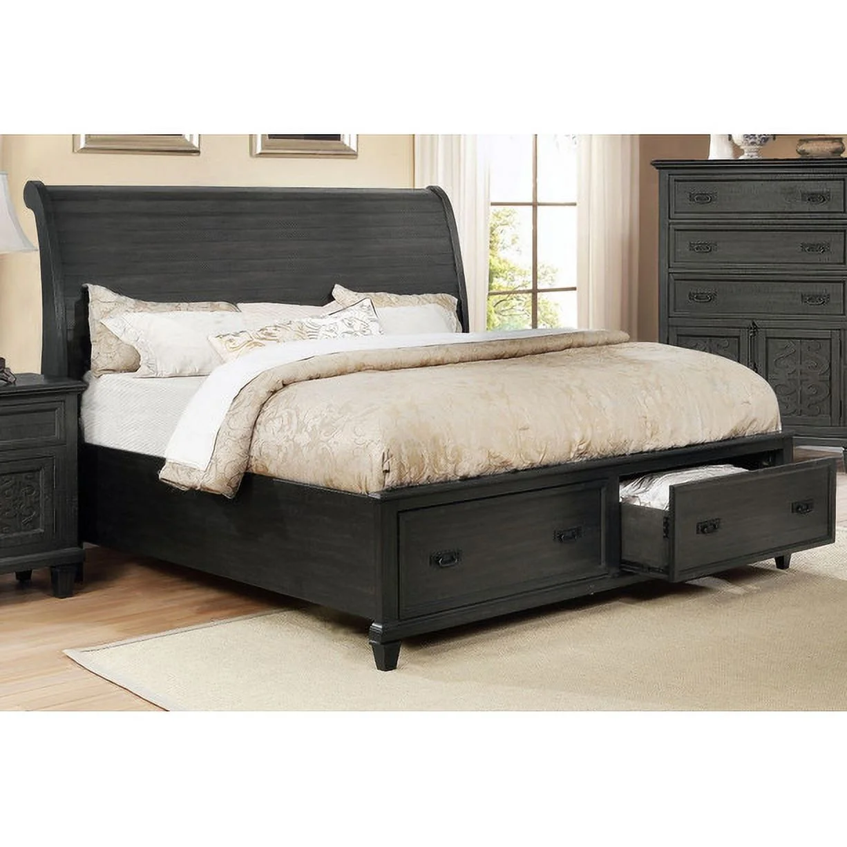 Sleigh Storage Platform Cal King Bed