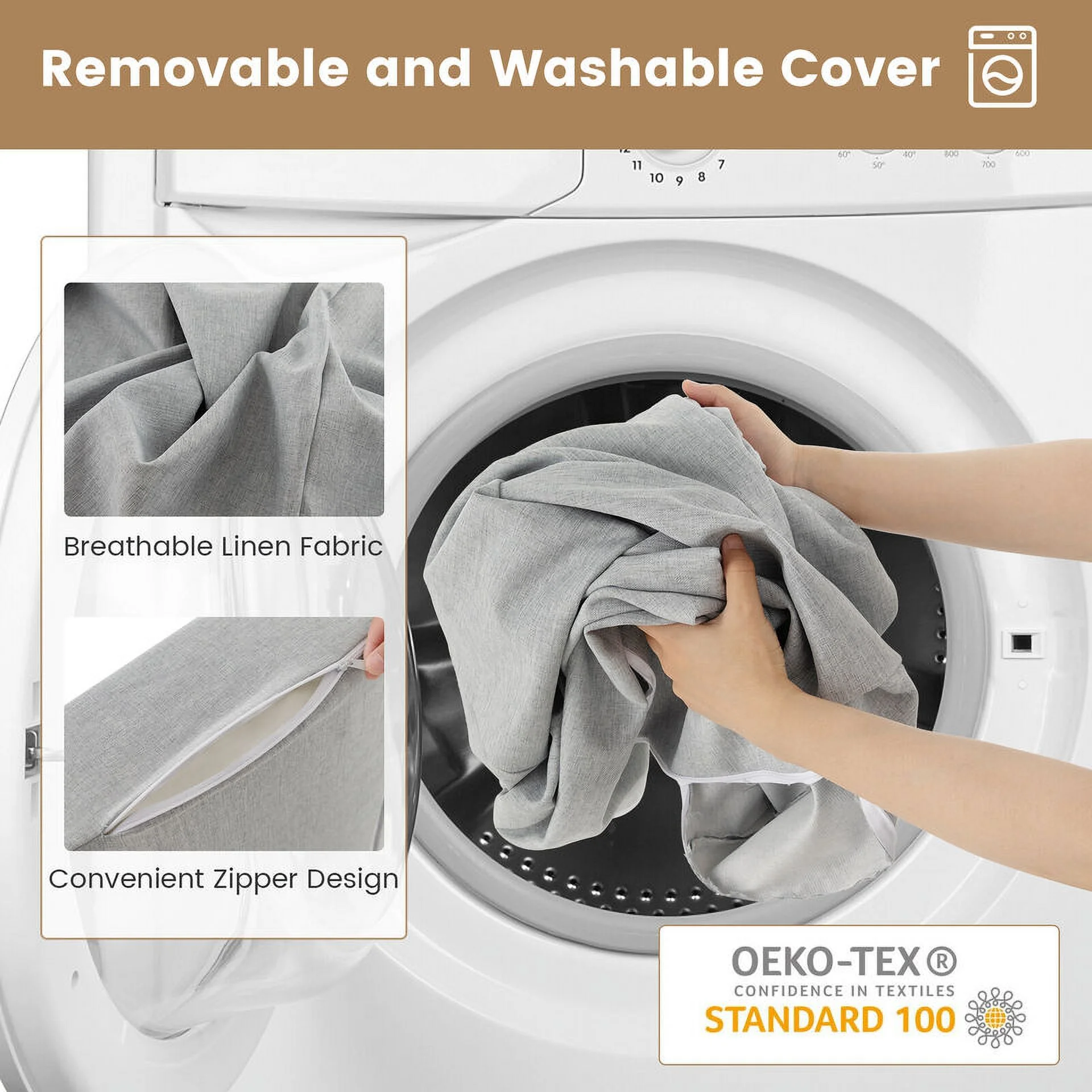 Convertible Sofa Bed - 4 in 1 Sleeper Chair Bed with 3 Pillows Made of Linen Fabric and Selected Sponge