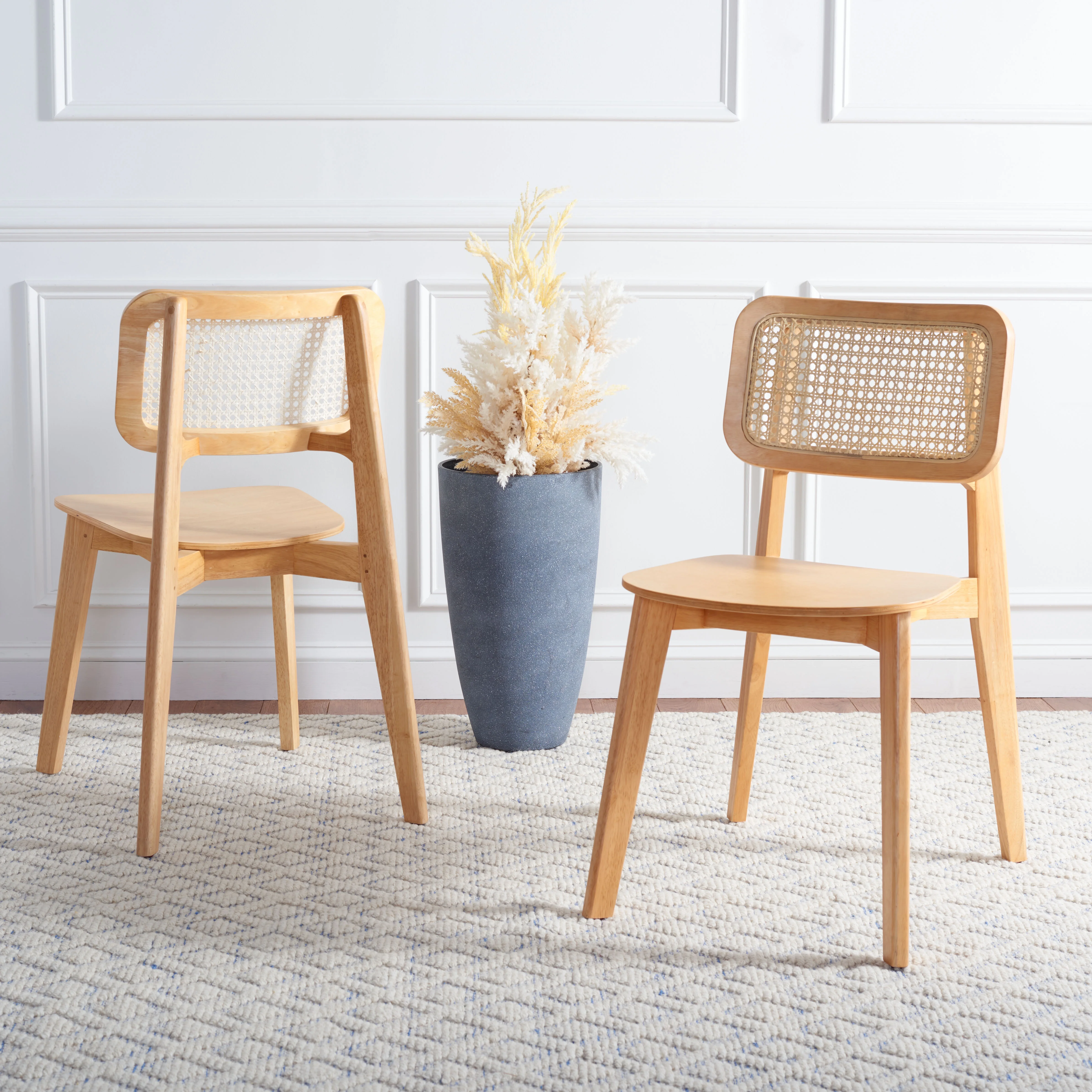 SAFAVIEH Luz Contemporary Cane Dining Chair, Natural, Set of 2