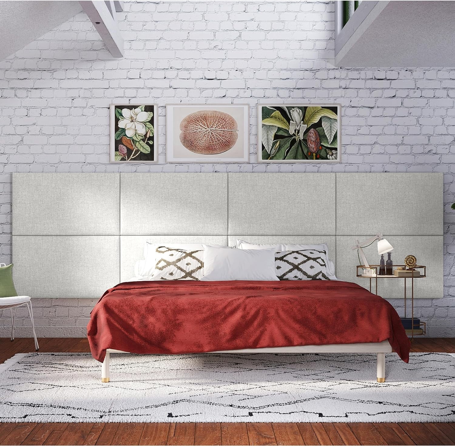 Panelist Modern Padded Headboard- Set Of 2 Wall Mounted Panels (Each 22.5