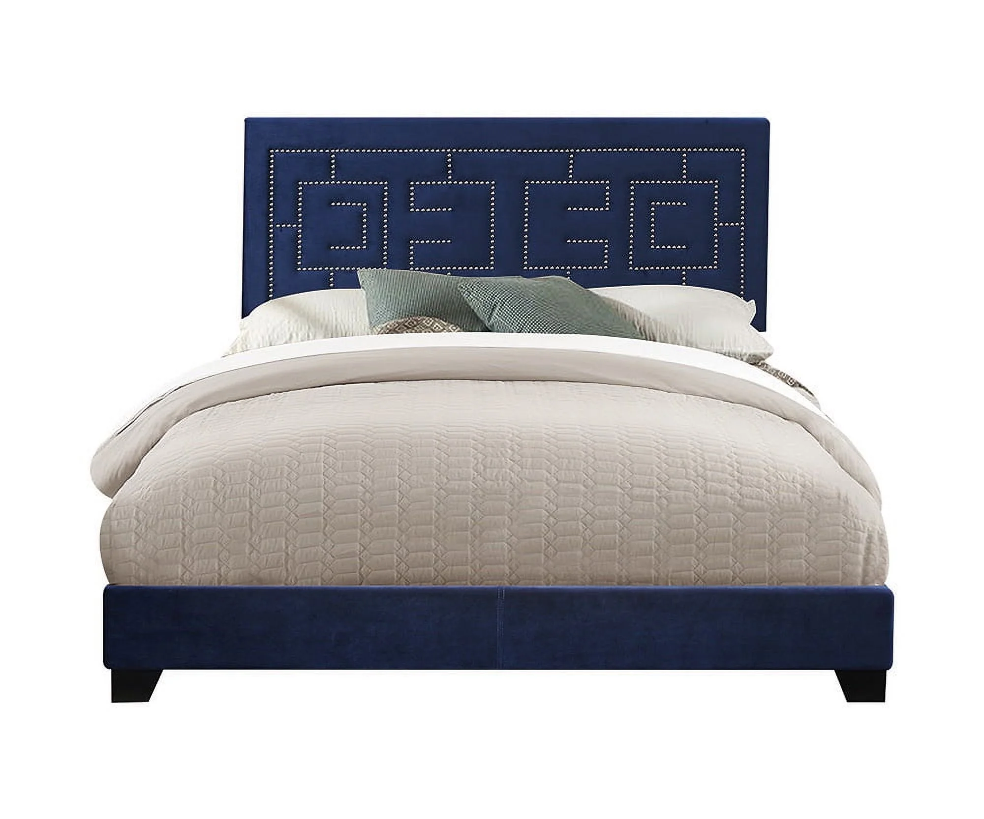CoSoTower Eastern King Bed in Dark Blue Velvet