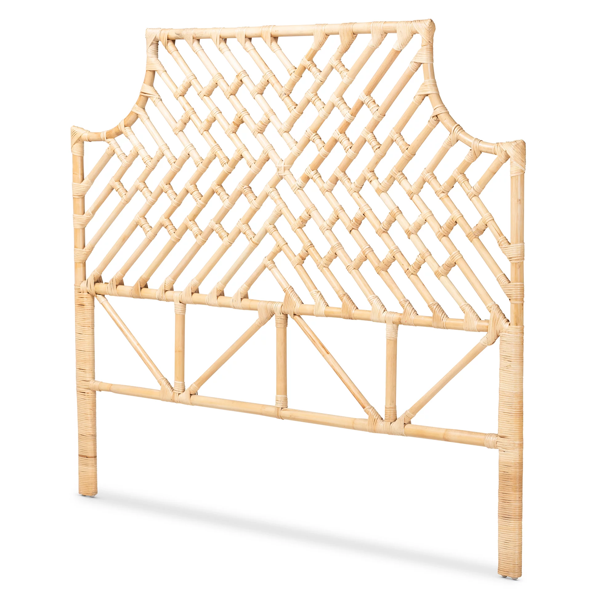 bali & pari Jayliah Modern Bohemian Natural Brown Rattan Queen Size Standalone Headboard