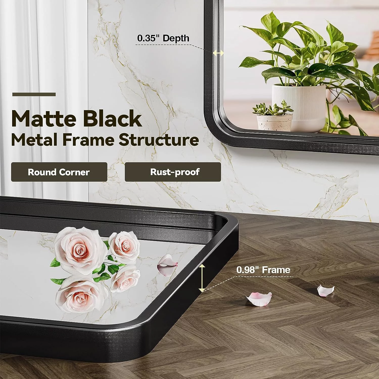 Scifil 24x36 Inch Black Bathroom Mirrors Wall Mirror, Modern Rectangle Bathroom Vanity Wall Mirror with HD Glass & Black Metal Frame for Living Room Mantel Bedroom Entryway, Horizontal / Vertical