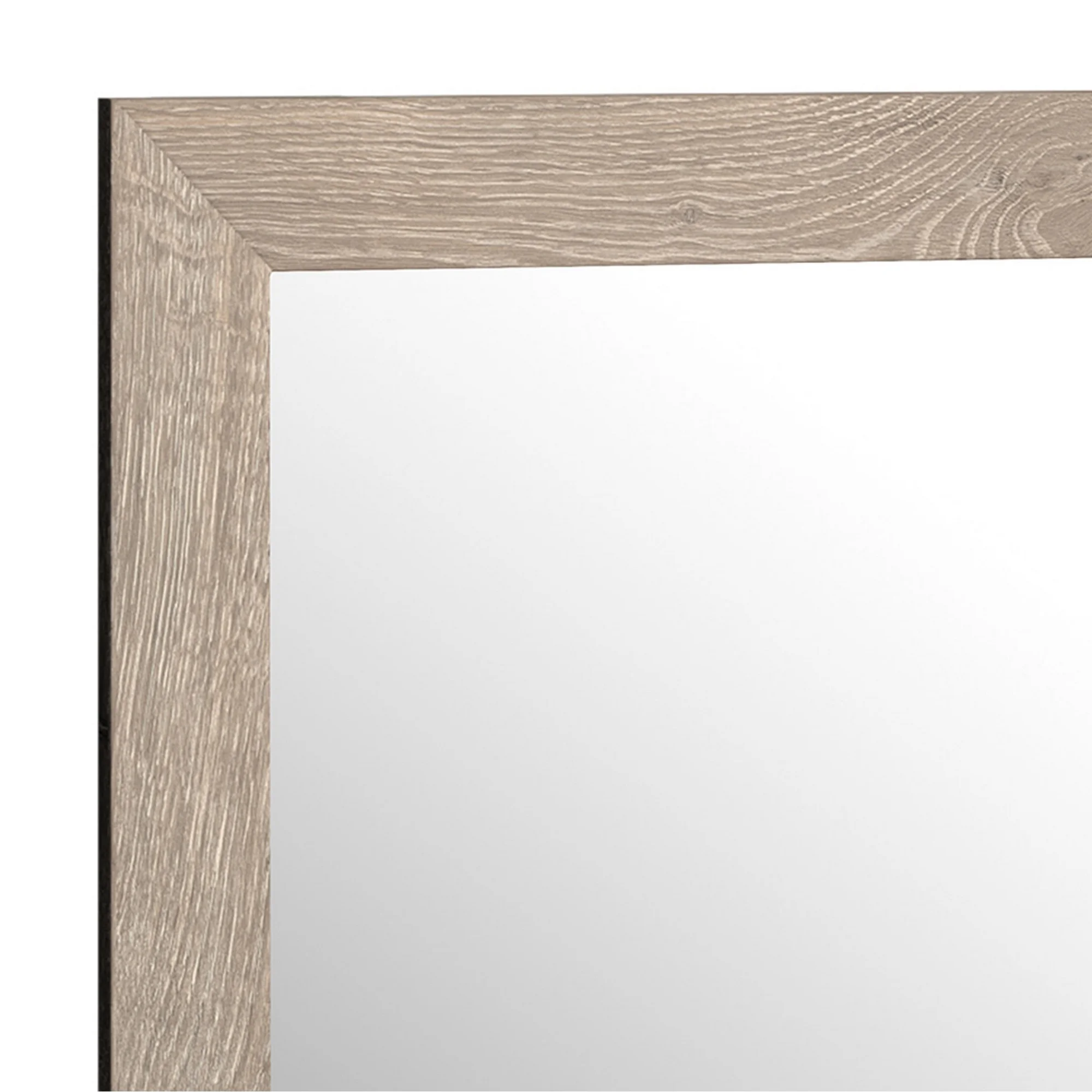 Bedroom Mirror with Grains and Rectangular Encasing Oak Brown- Saltoro Sherpi