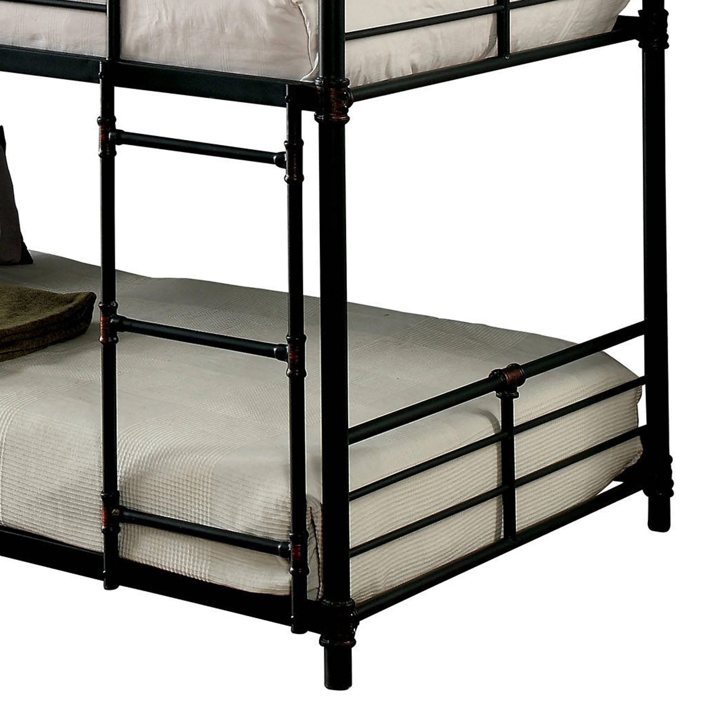 Industrial Style Full Triple Decker Bunk Bed with Ladder, Gray