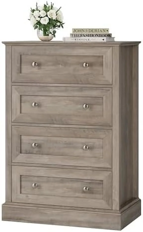 4 Drawer Dresser Small Dresser with 4 Drawers Chest of Drawers Hallway Living Room Wash Gray