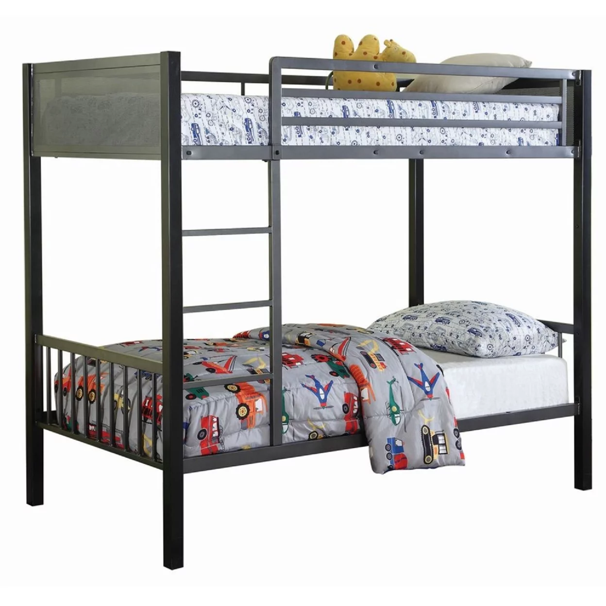 Meyers Twin Over Twin Metal Bunk Bed Black and Gunmetal