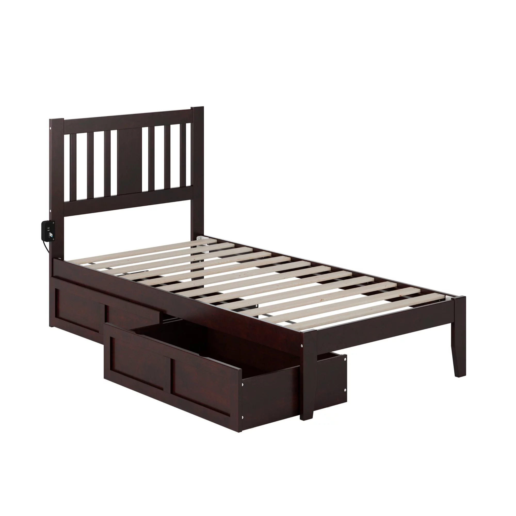 AFI Tahoe Twin Solid Wood Platform Bed with 2 Drawers in Espresso
