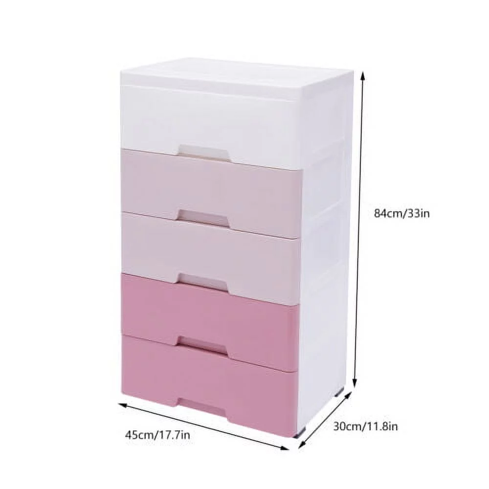 5-layer Home Storage Drawers Clothes Storage Tower PP Storage Dressers Pink