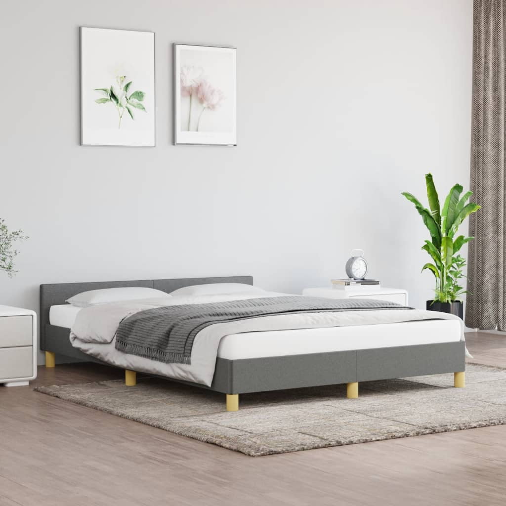 Bed Frame with Headboard Dark Gray 59.8