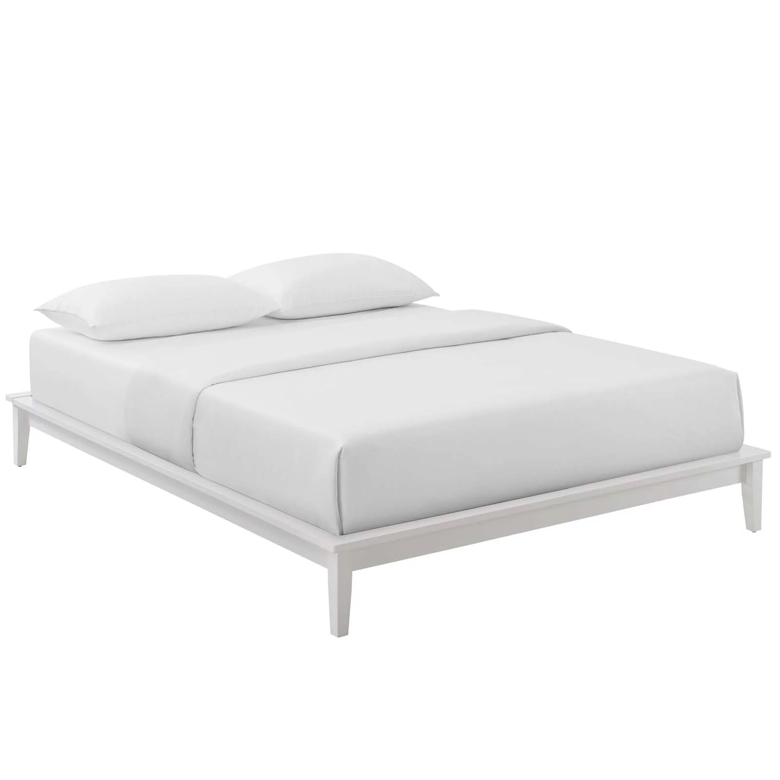 Modway Lodge King Wood Platform Bed Frame in White