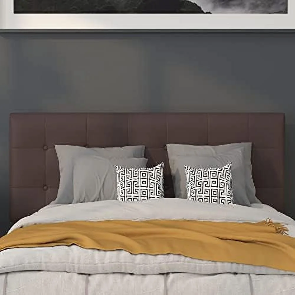 HOOMHIBIU Button Tufted Upholstered Queen Size Headboard in Black Vinyl