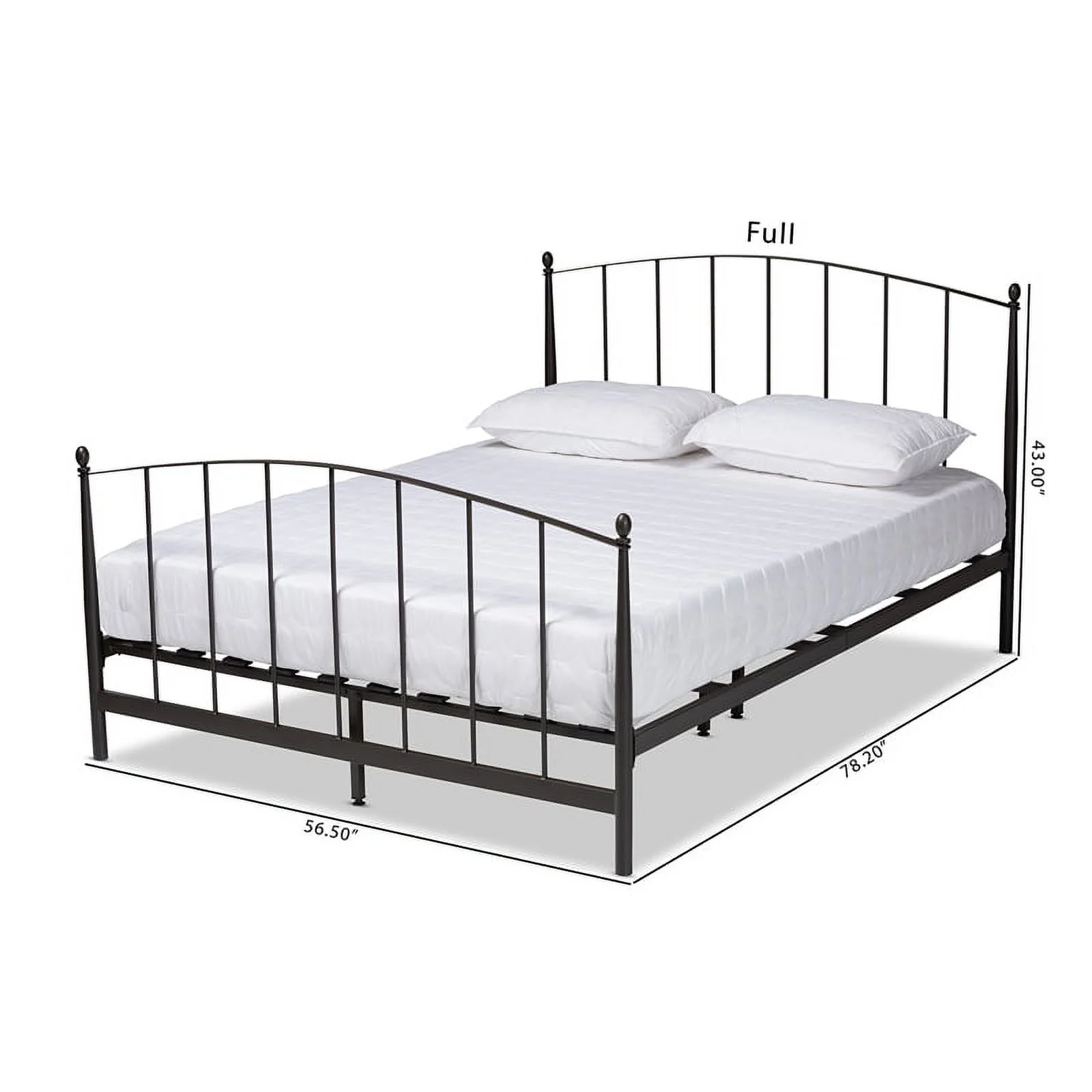 Bowery Hill Modern Black Finished Metal Queen Size Platform Bed