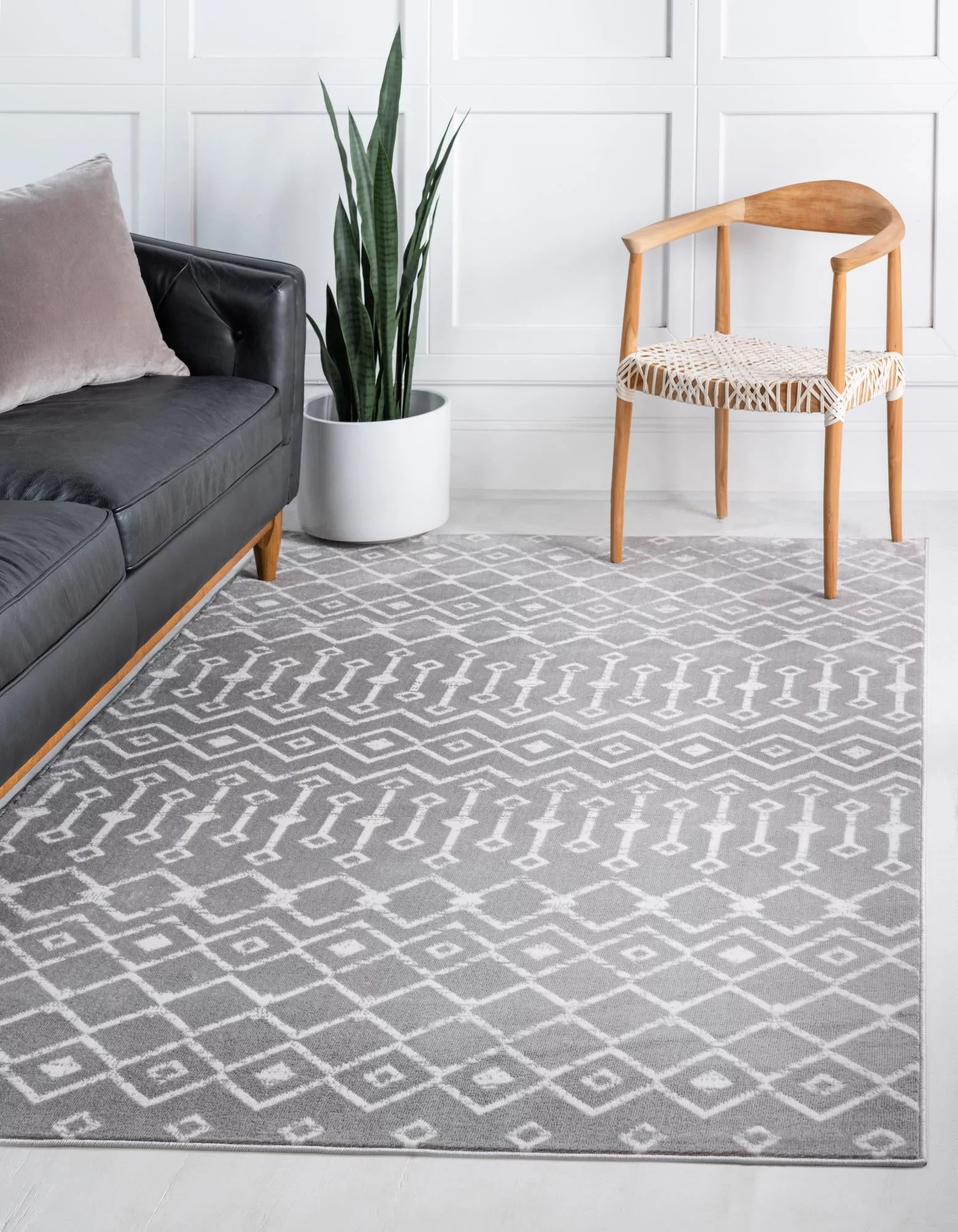 Unique Loom Mamounia Moroccan Trellis Rug Light Gray/Ivory 10' 8