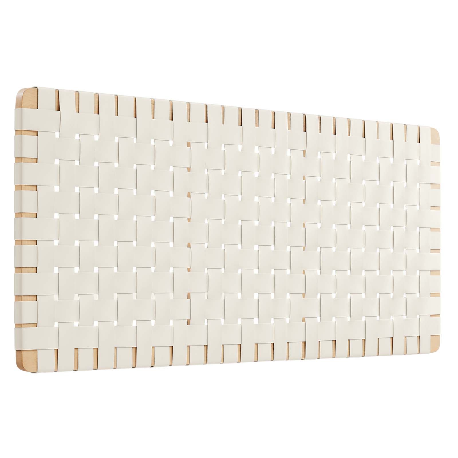 Modway Sparta Weave Full Vegan Leather Headboard in Natural Beige