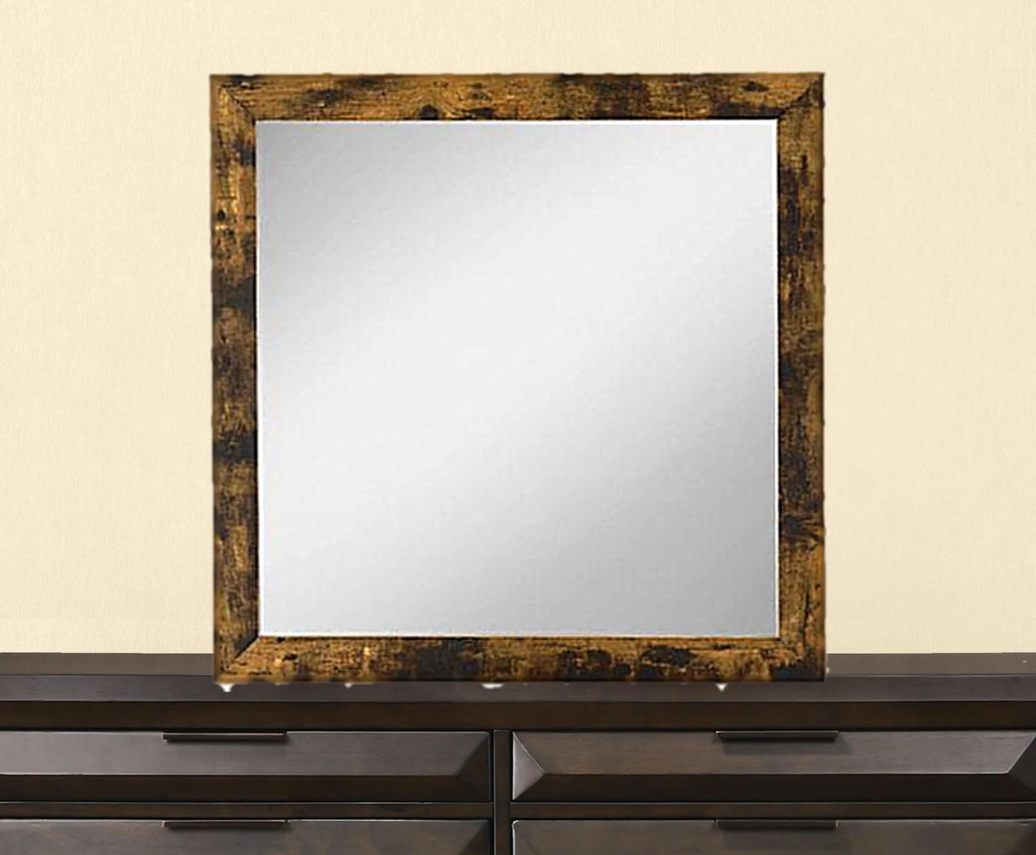 HomeRoots 485892 35 x 35 x 1 in. Rustic Oak Rectangle Mirror Mounts to Dresser with Frame