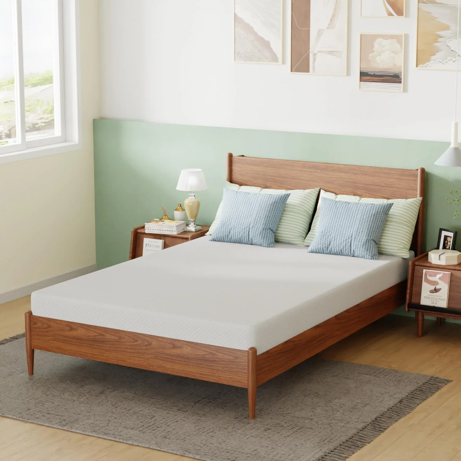 PayLessHere 5/6 Bamboo Charcoal/Green Tea Gel Infused Memory Foam Mattress for Adults(5 Inch, Full)