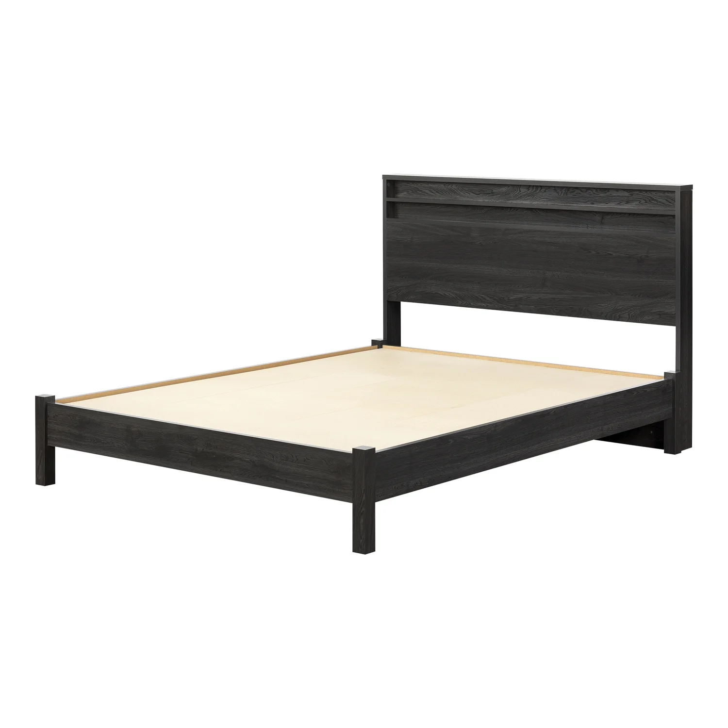 Maykoosh Antique Appeal Platform Bed And Bookcase Headboard Set Gray Oak
