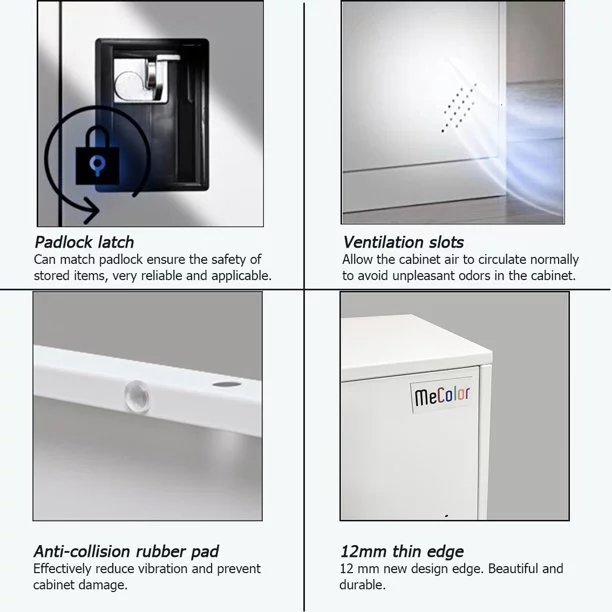 MECOLOR Vertical Single Tier Small Locker with Padlock latche 2 Compartment Storage for Employee,Home,Office file cabinet,School,Kids