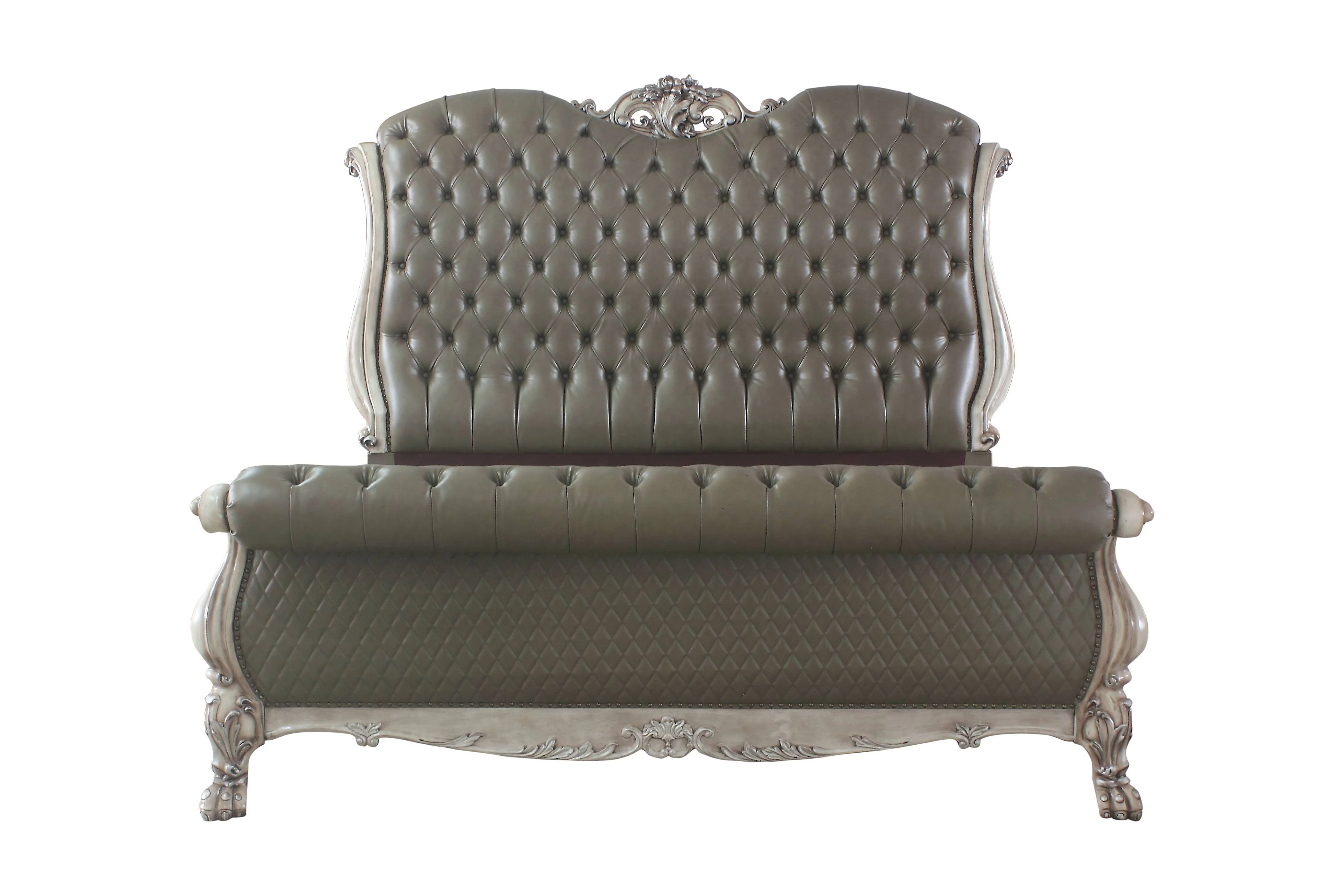 Dresden Queen Bed in Vintage Bone White & PU