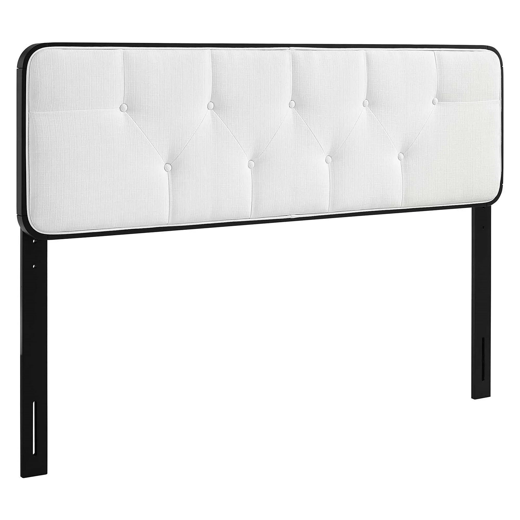 BSD National Supplies Glendale Traditional White Fabric Button Tufted Full Size Black Wooden Headboard