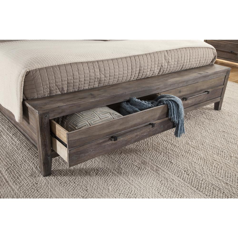 American Woodcrafters Aurora Weathered Gray Wood King Sleigh Storage Bed